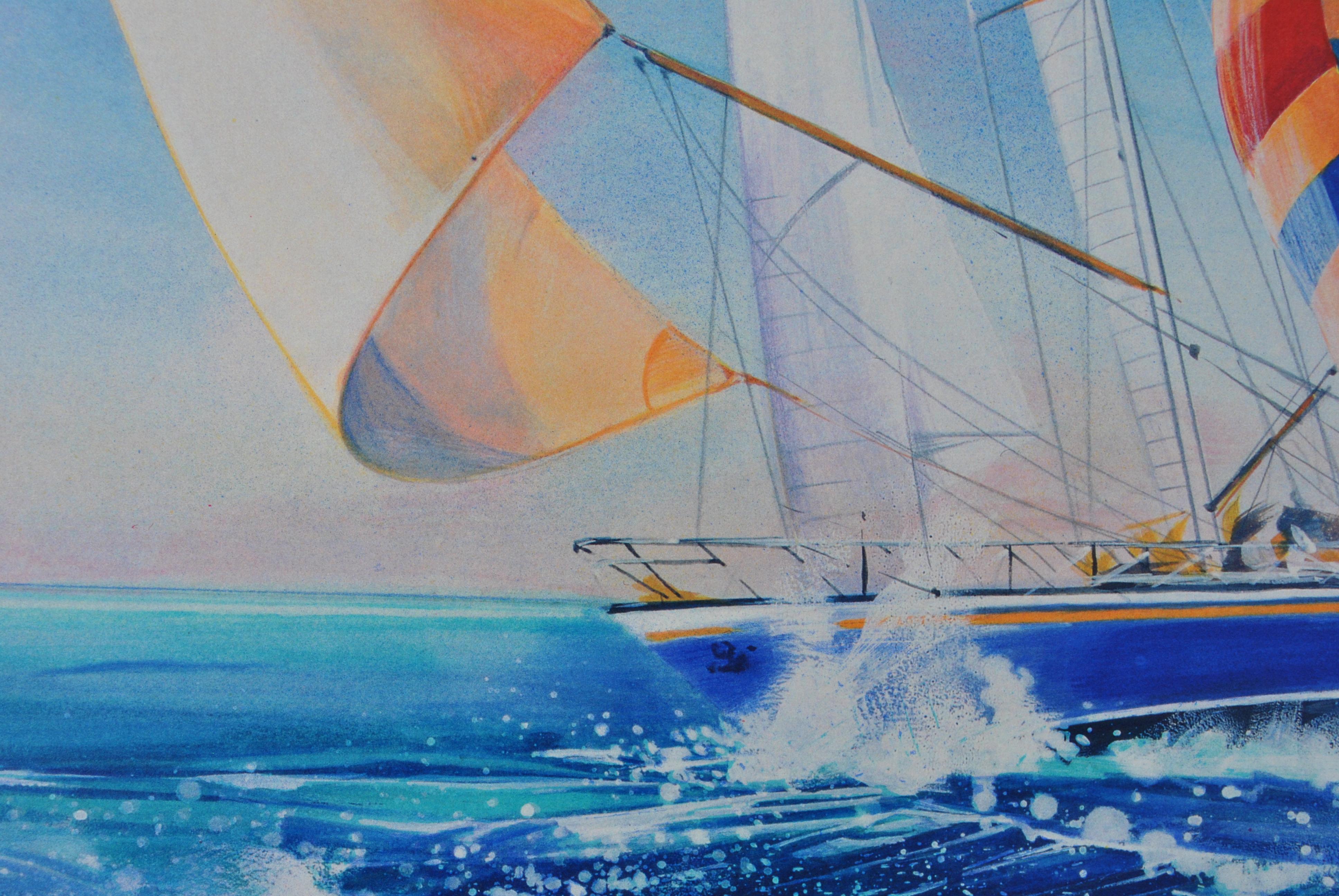 SAILING : The Race - Original Lithograph, HANDSIGNED & Ltd /150 For Sale 5