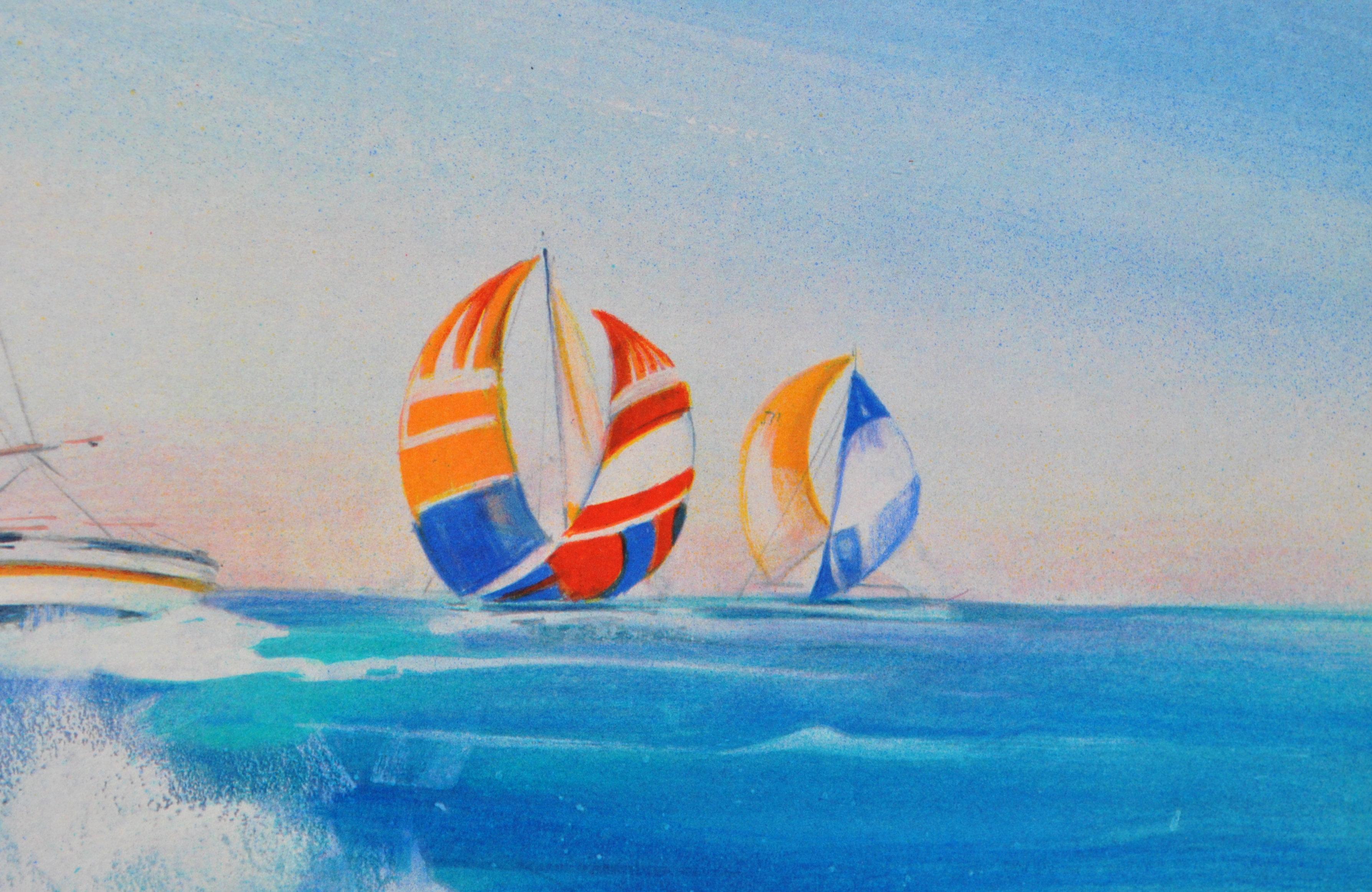 SAILING : The Race - Original Lithograph, HANDSIGNED & Ltd /150 For Sale 1