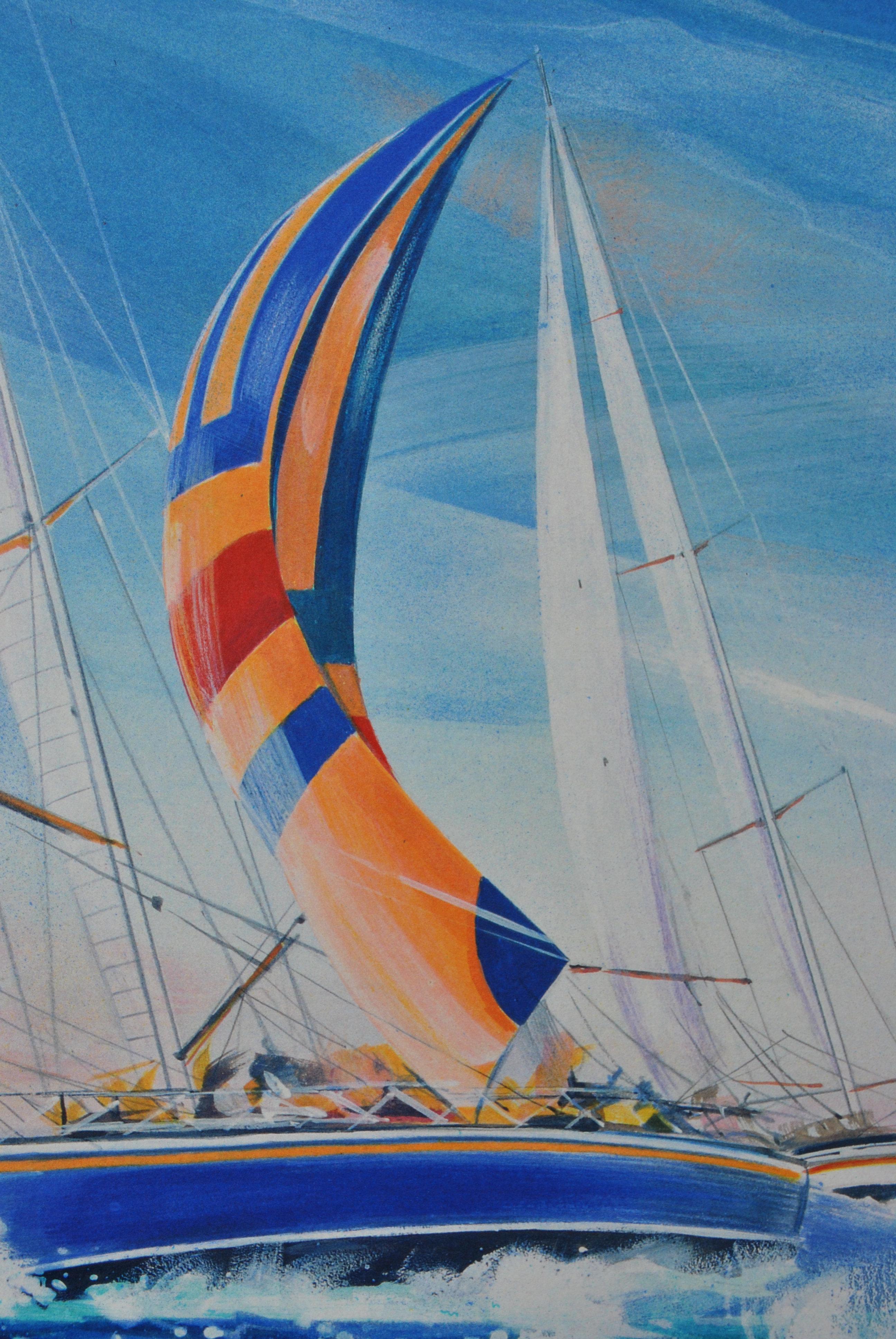 SAILING : The Race - Original Lithograph, HANDSIGNED & Ltd /150 For Sale 3