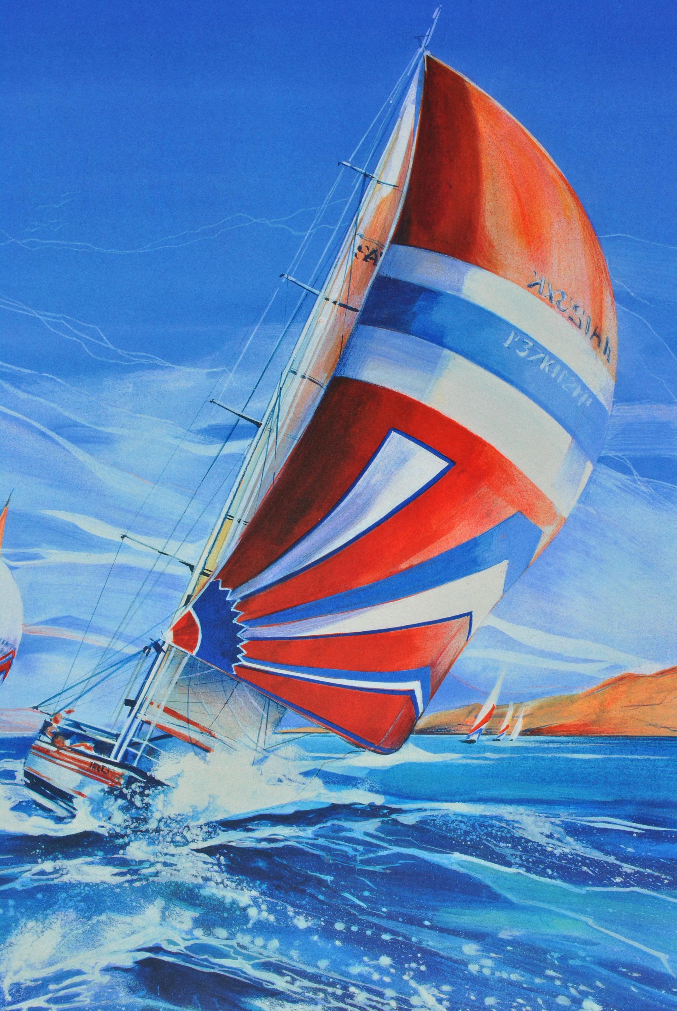 Stanley SPENCER (1891-1959)
The Red Spinnaker, 1982

Original Lithograph
Handsigned in pencil
Numbered / 250 (the number you can see can be different)
On Vellum 76 x 56 cm (c. 30 x 22 in)

Excellent condition