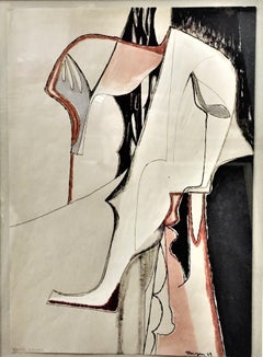 Stanley Stangren, Collage astratto modernista a tecnica mista, 1964 circa