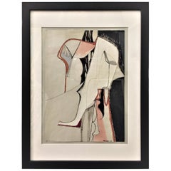 Stanley Stangren, Collage astratto modernista a tecnica mista, 1964 circa