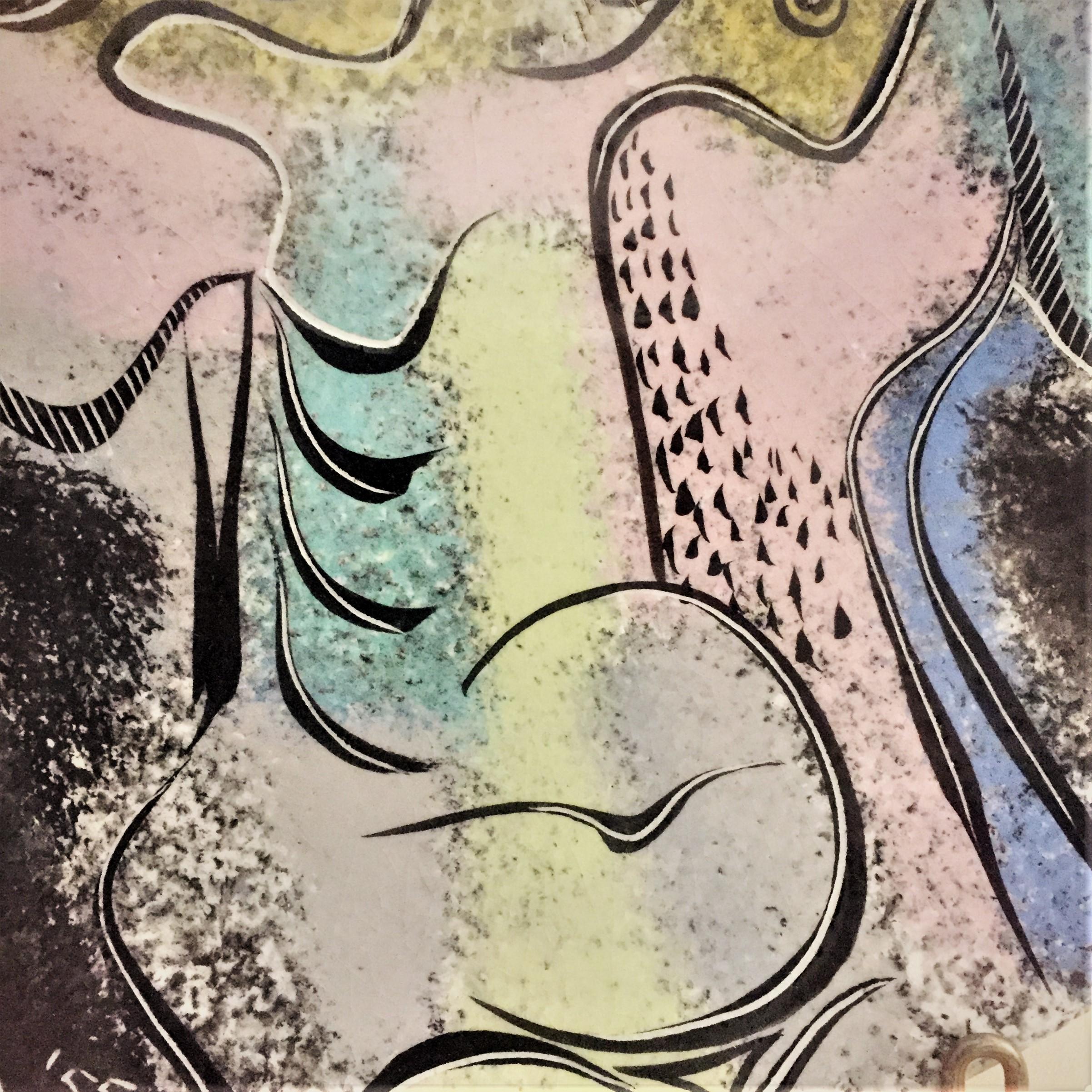 American Stanley Stangren, Nude, Mid-Century Modern Hand-Painted Plate, circa 1955