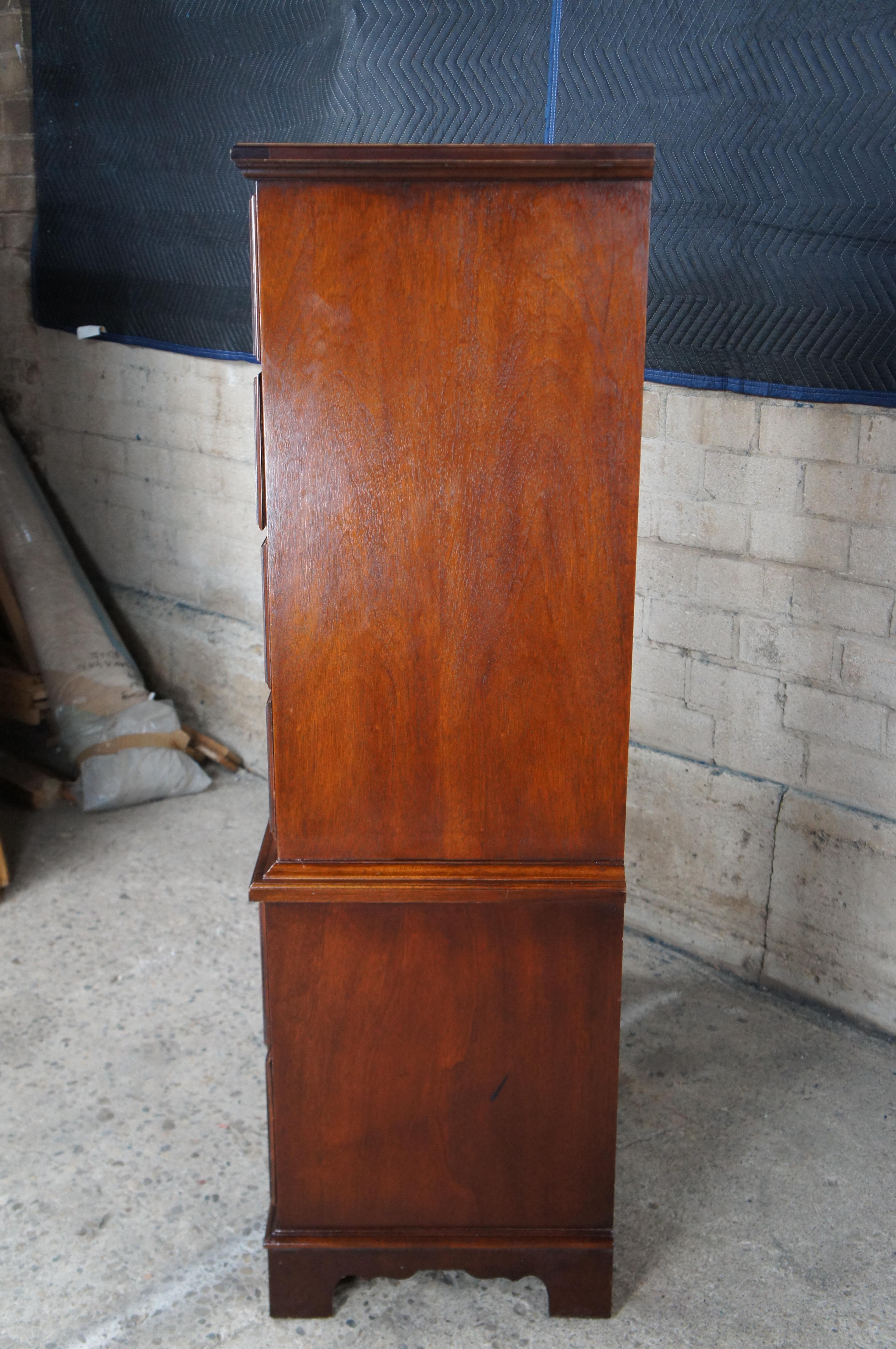 Stanley Stoneleigh Chippendale Style Mahogany Tallboy Dresser Chest of Drawers 5