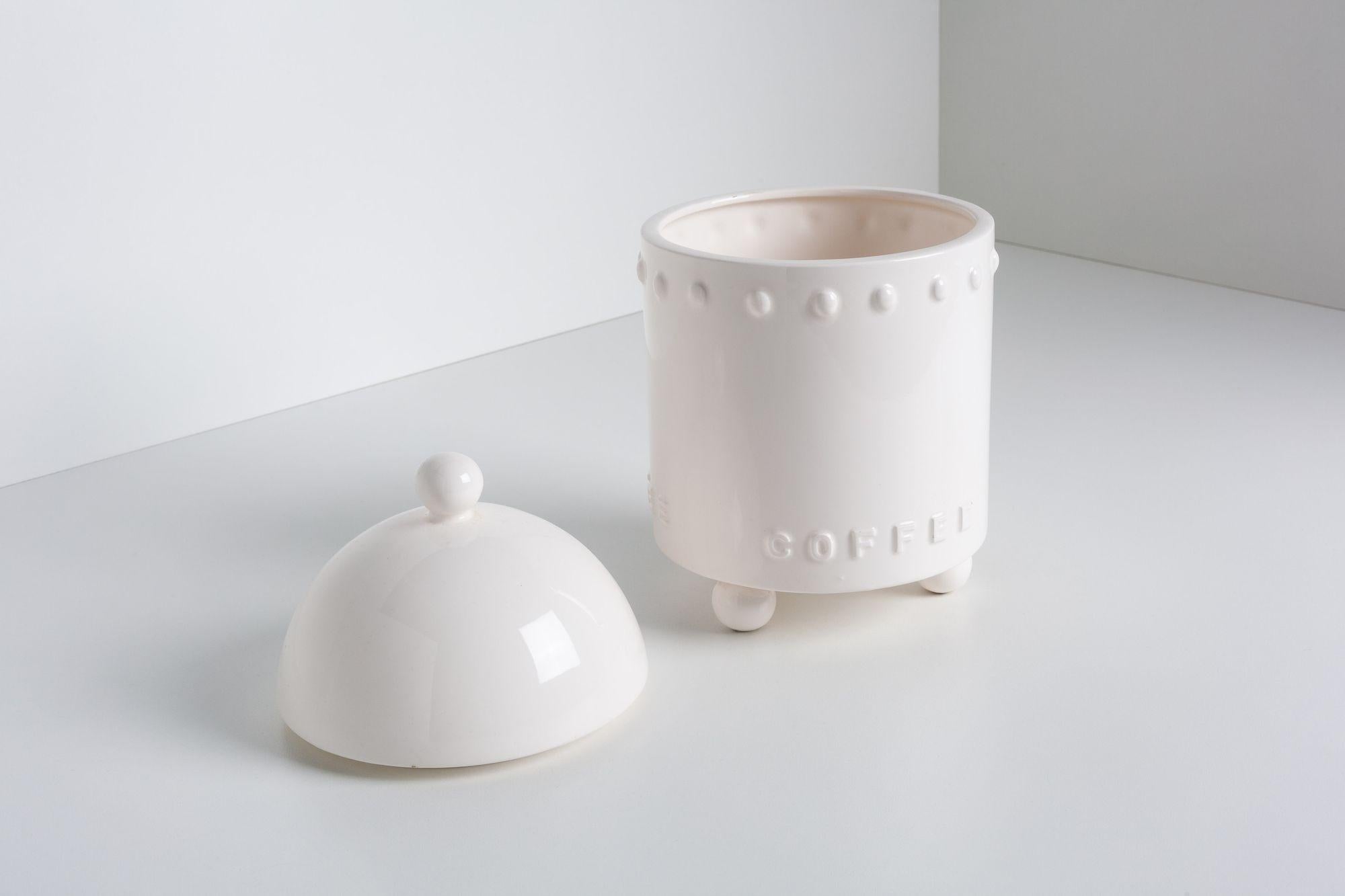 Stanley Tigerman, barattolo per caffè in ceramica bianca 