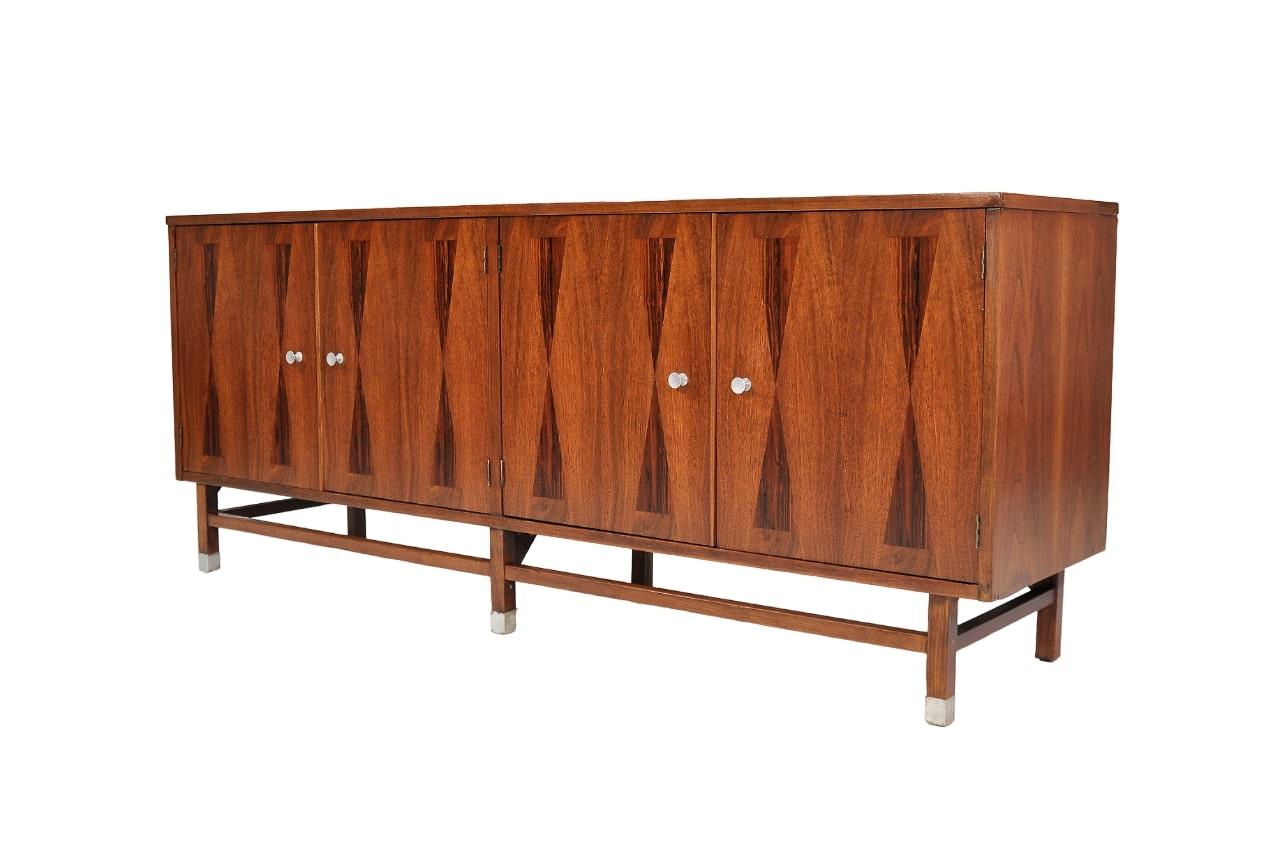 Mid-Century Modern Stanley Walnut and Rosewood Credenza