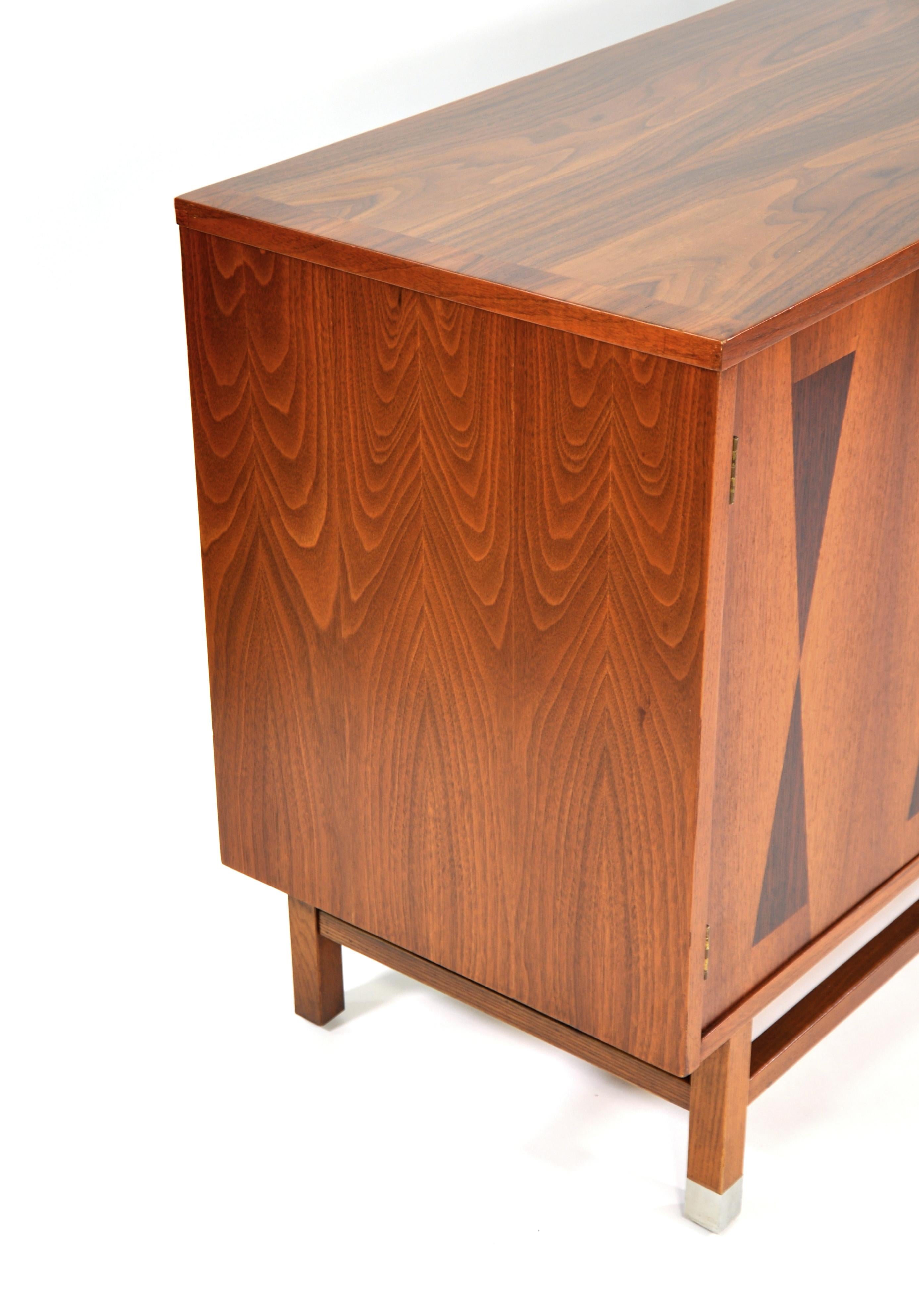 Mid-20th Century Stanley Walnut and Rosewood Credenza