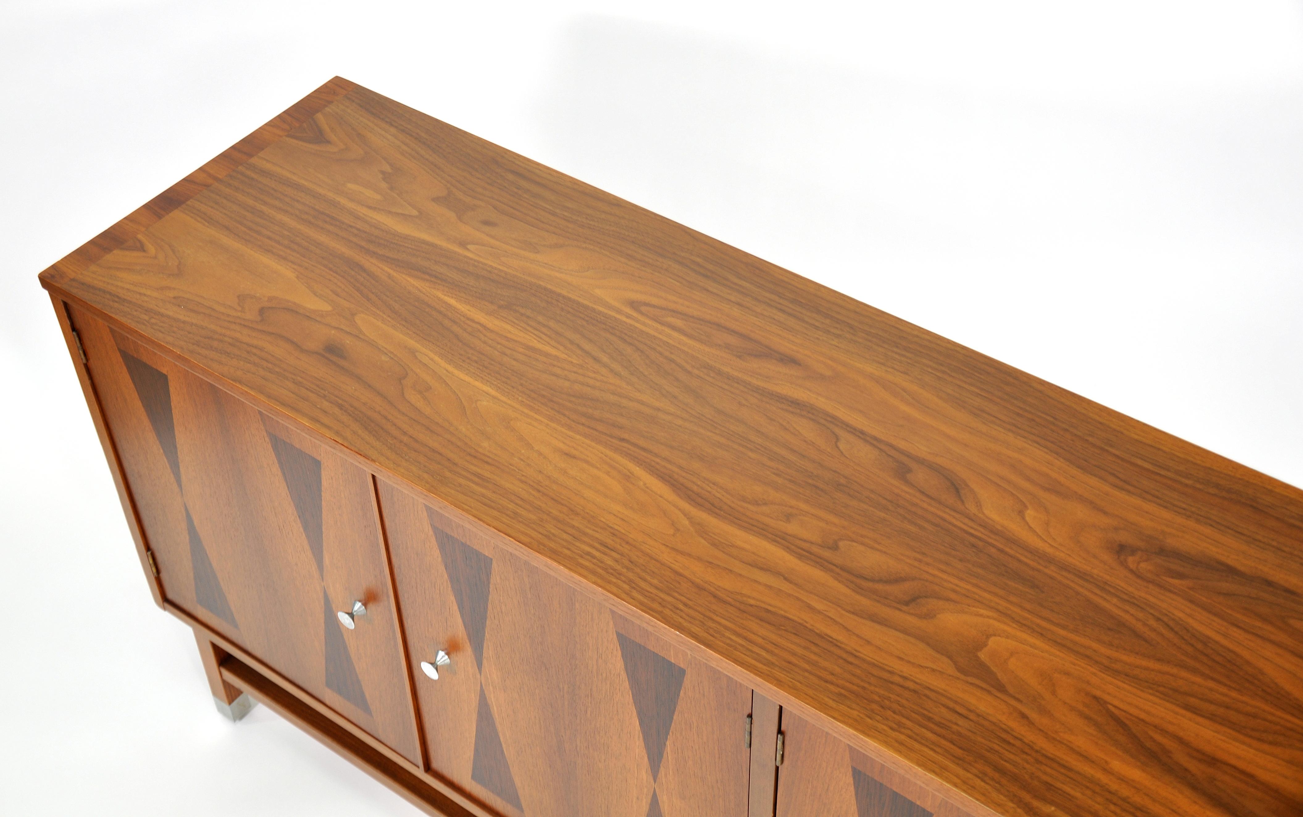 Aluminum Stanley Walnut and Rosewood Credenza
