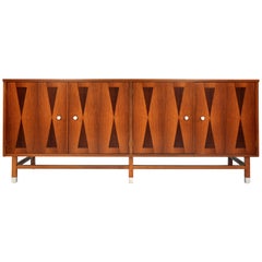 Stanley Walnut and Rosewood Credenza