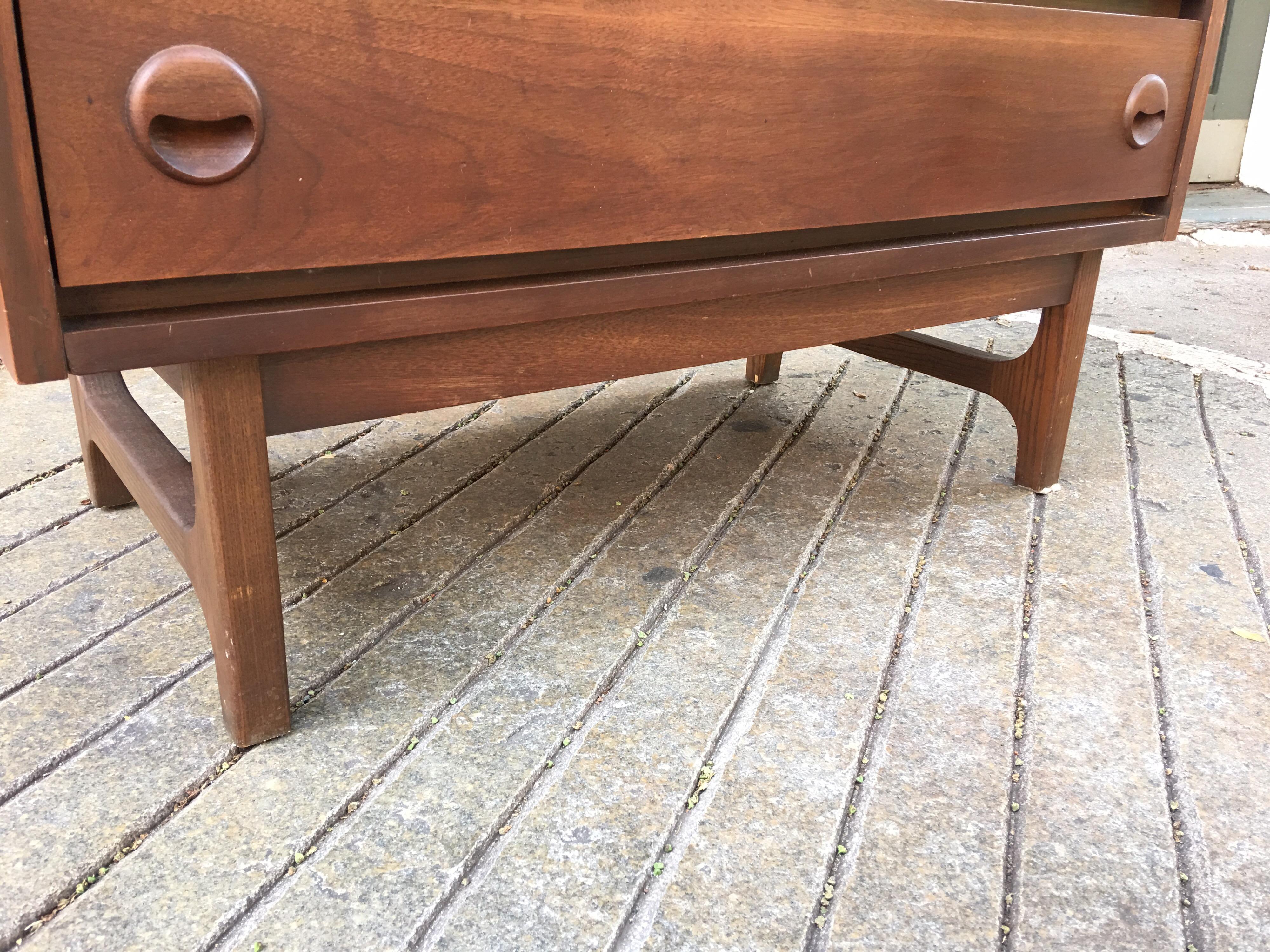 Stanley Walnut Tall Dresser In Good Condition In Philadelphia, PA