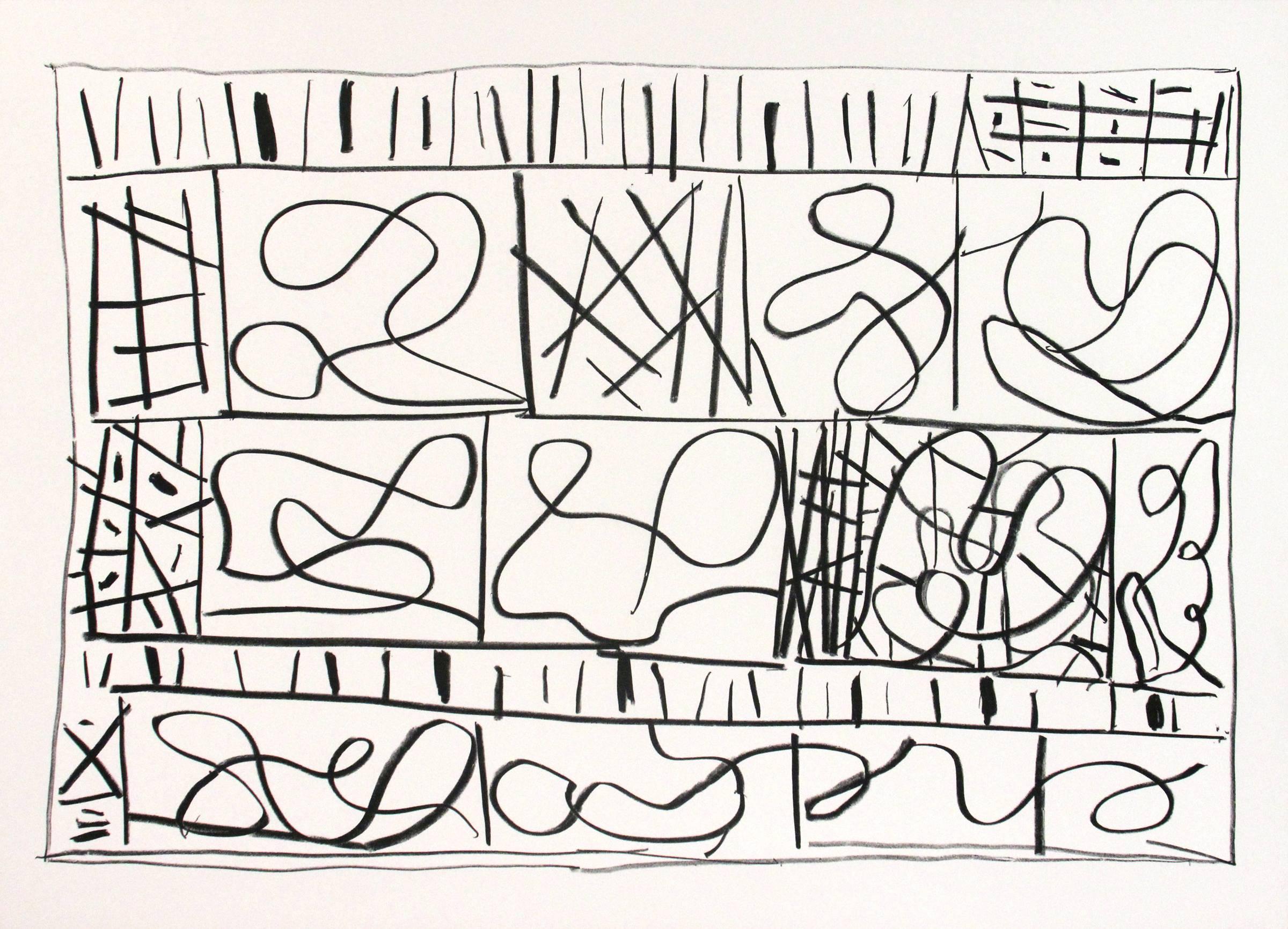 Conjunto de 9 litografías en blanco y negro 
Los dibujos y grabados en blanco y negro de Stanley Whitney son un aspecto esencial de su exploración artística, ya que sirven como medio para comprender y manipular el espacio y la forma. Estas obras, de
