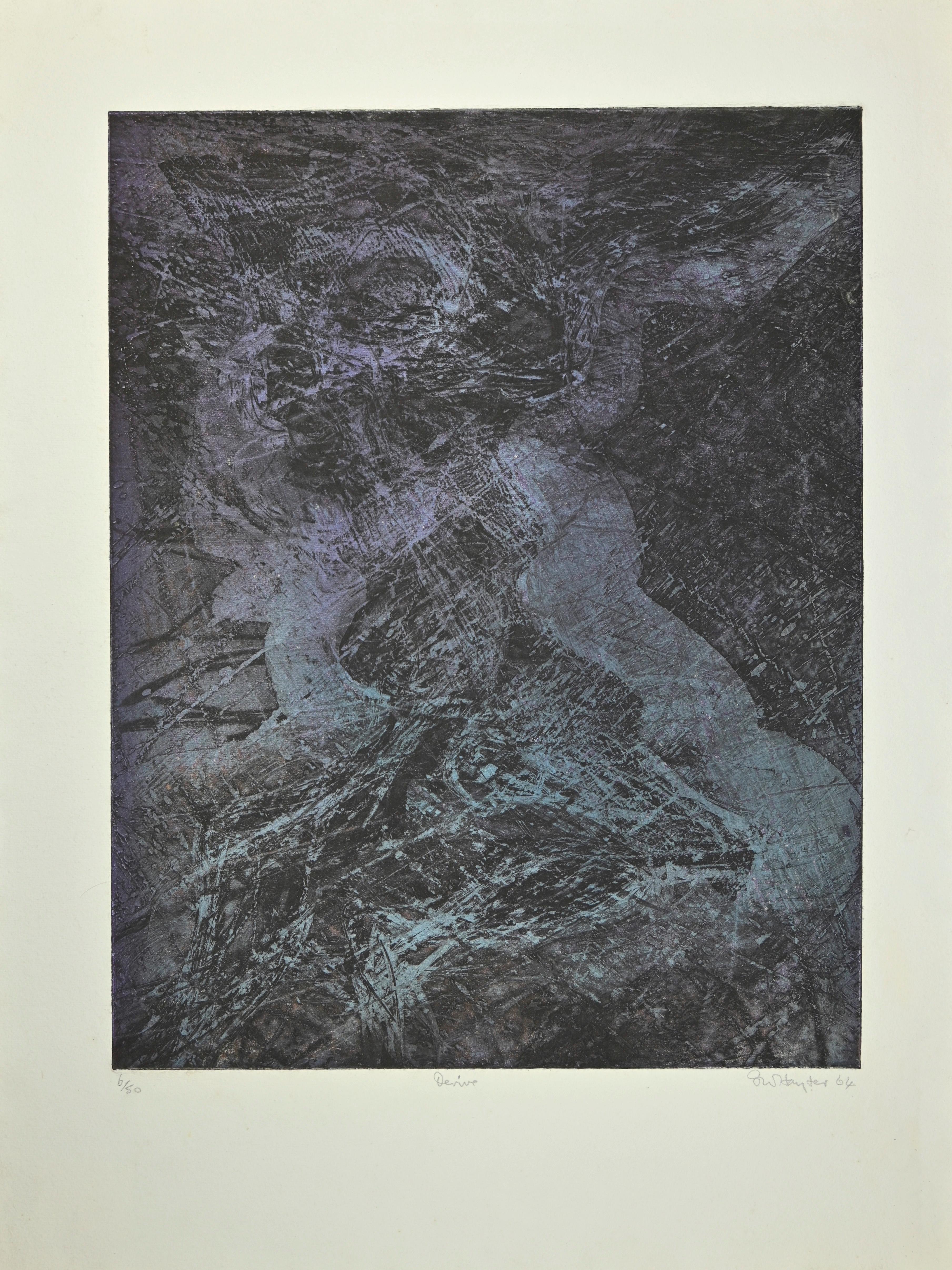 Dèrive is an artwork realized by Stanley William Hayter  in 1964.

Etching  Sheet cm 68x51; image cm 50x39.

Ref. Black and Moorhead, 284.

Hand signed in pencil lower right.

Titled lower center, and numbered lower left.

Edition 6/50. 

Very good