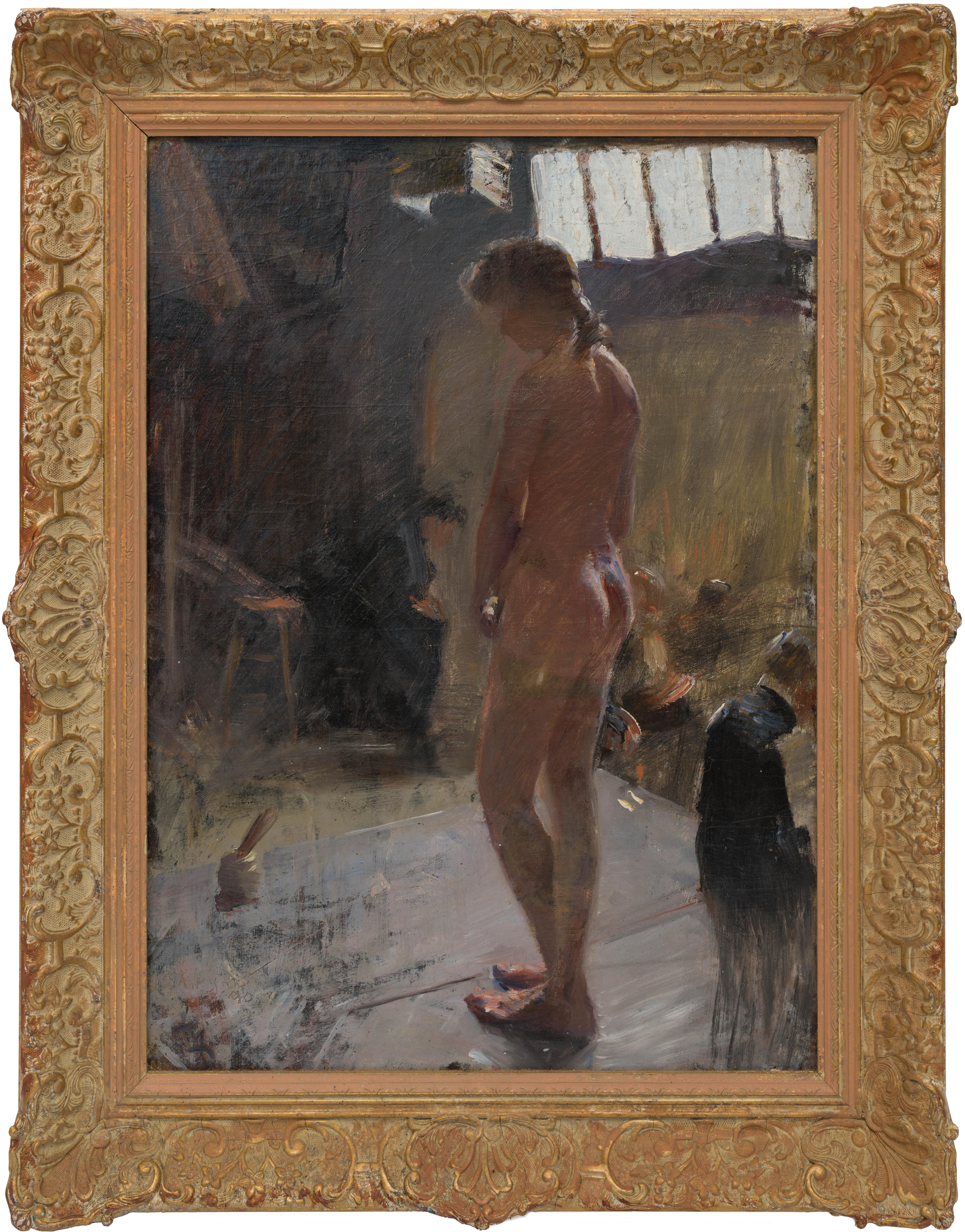 Frederick Trapp Friis Nude Painting – Nudestudie, Ölgemälde