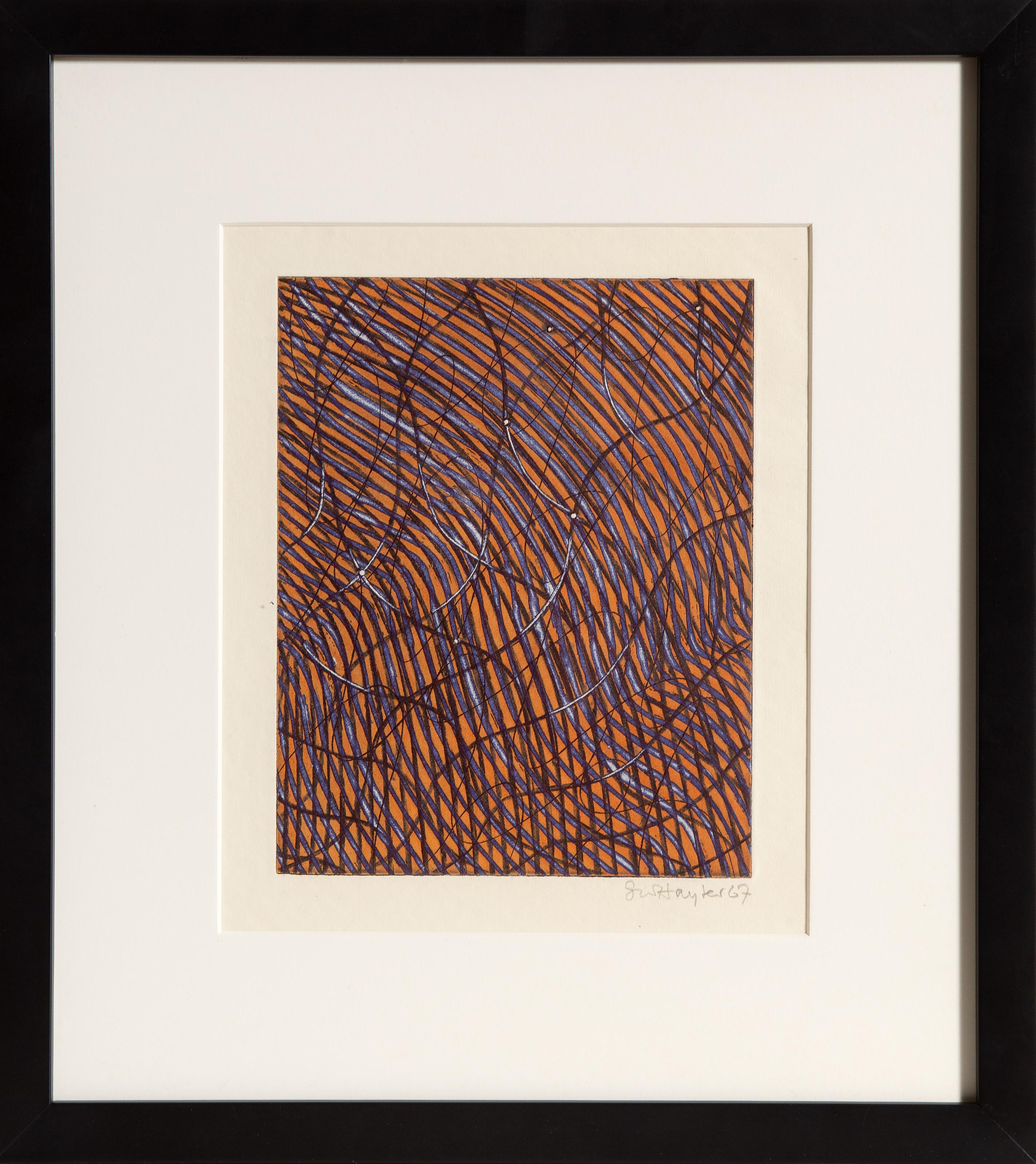 Abstract Composition, Framed Abstract Etching by Stanley William Hayter