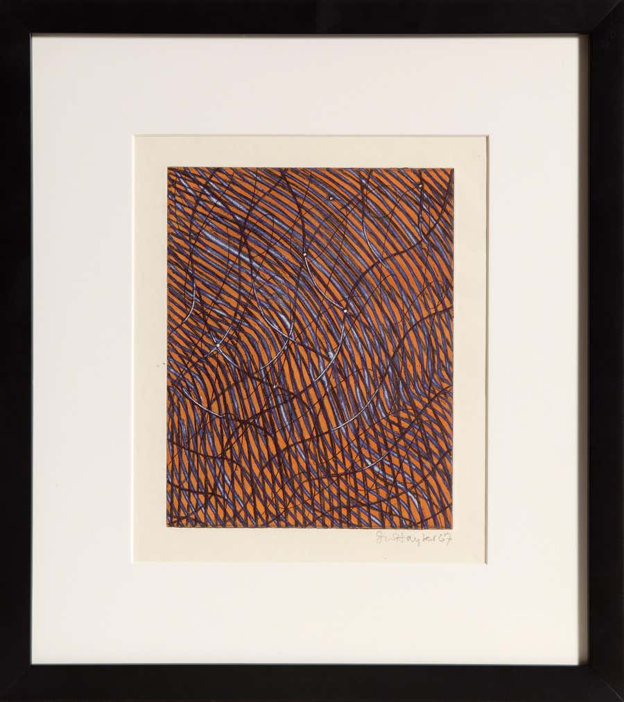 Abstract Composition, Framed Abstract Etching by Stanley William Hayter