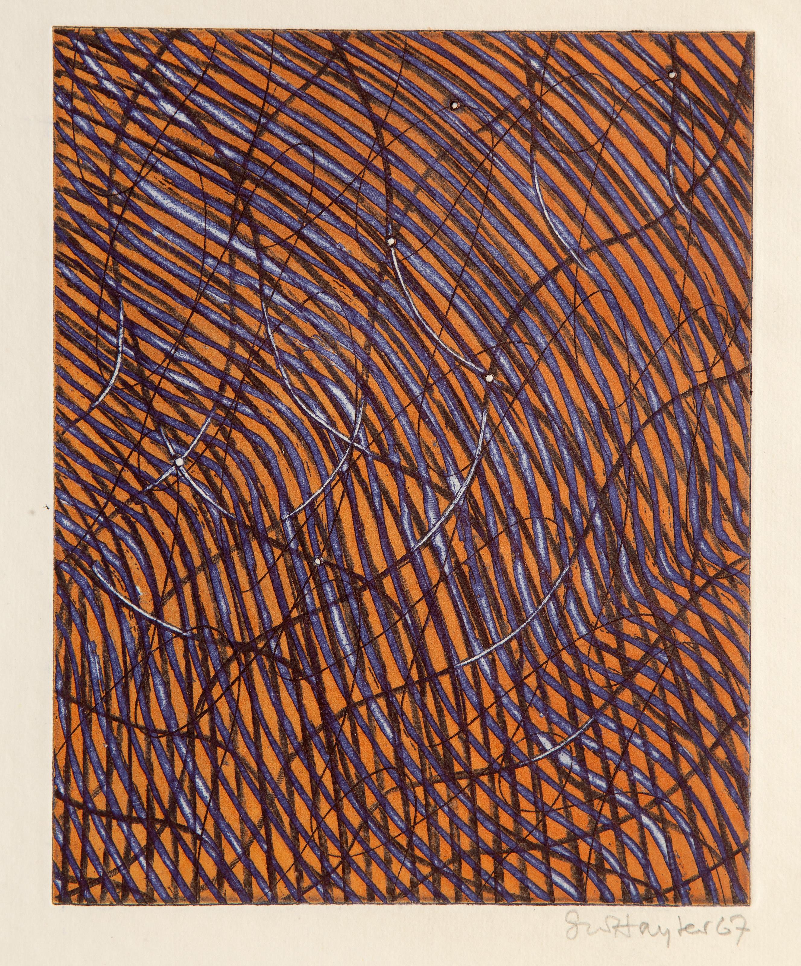 Stanley William Hayter, British (1901 - 1988) - Abstract Composition, Year:  1967, Medium:  Etching, signed and dated in pencil, Image Size:  8.25 x 6.5 inches, Size:  15 x 13.5 in. (38.1 x 34.29 cm), Description:  From the collection of the late