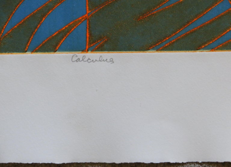 Calculus - Color Viscosity Etching - Gray Abstract Print by Stanley William Hayter