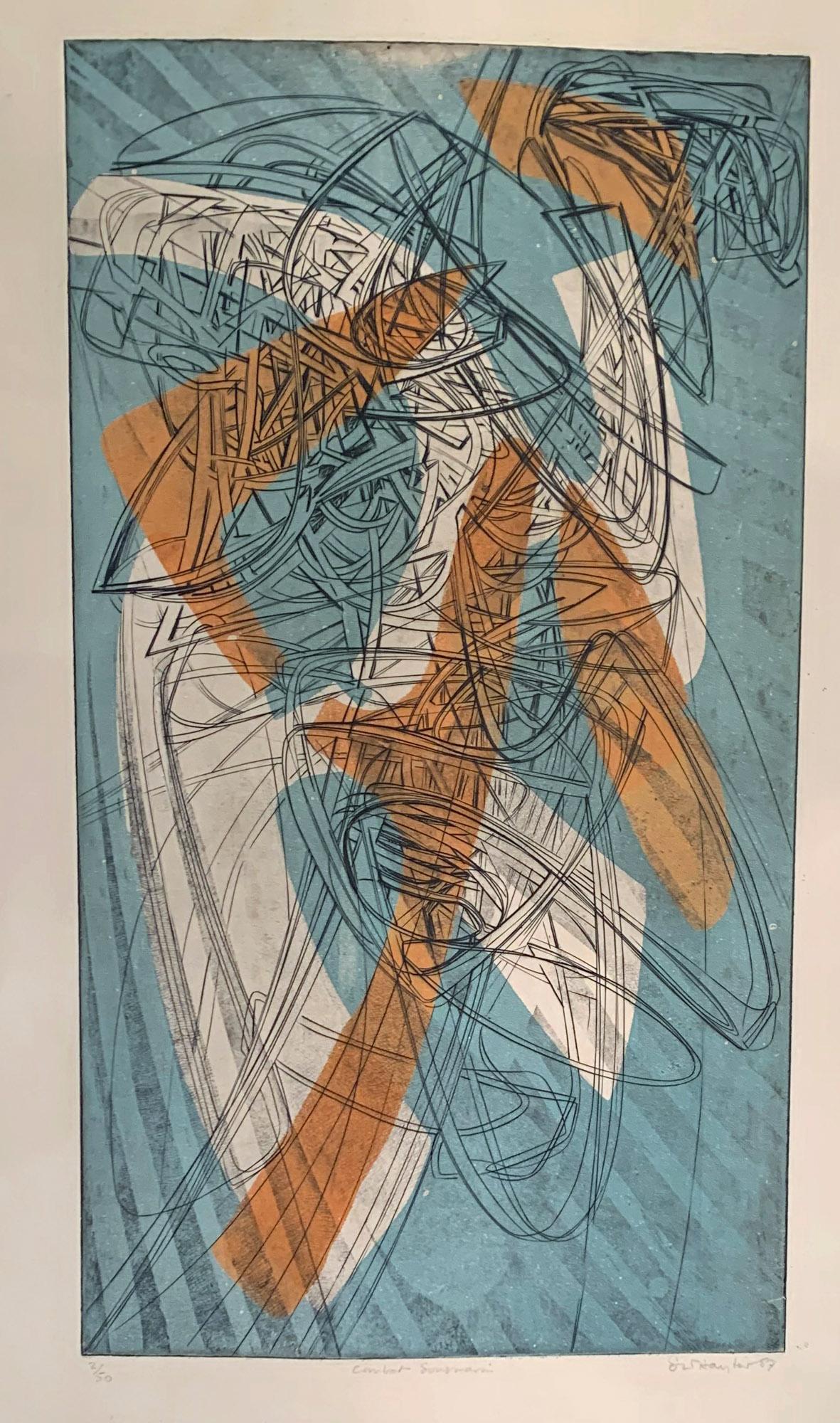 Stanley William Hayter Abstract Print - COMBAT SOUSMARIN