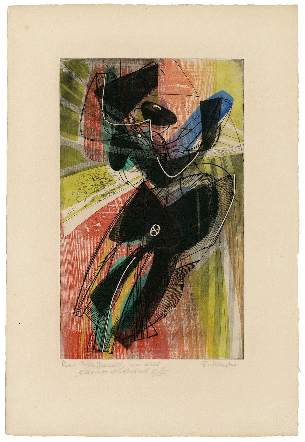 Danse du Soleil - Modernisme du milieu du siècle, Atelier 17 - Print de Stanley William Hayter