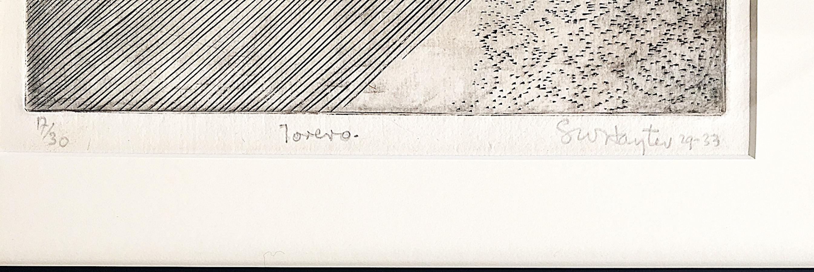 Stanley William Hayter
Torero (aus dem Besitz des Denver Art Museum), 1929-1933
Kupferstich auf Bütten, dritter (letzter) Zustand, auf schwerem BFK Rives cremefarbenem Velin
Signiert, betitelt, nummeriert 17 aus der Auflage von 30 und datiert von