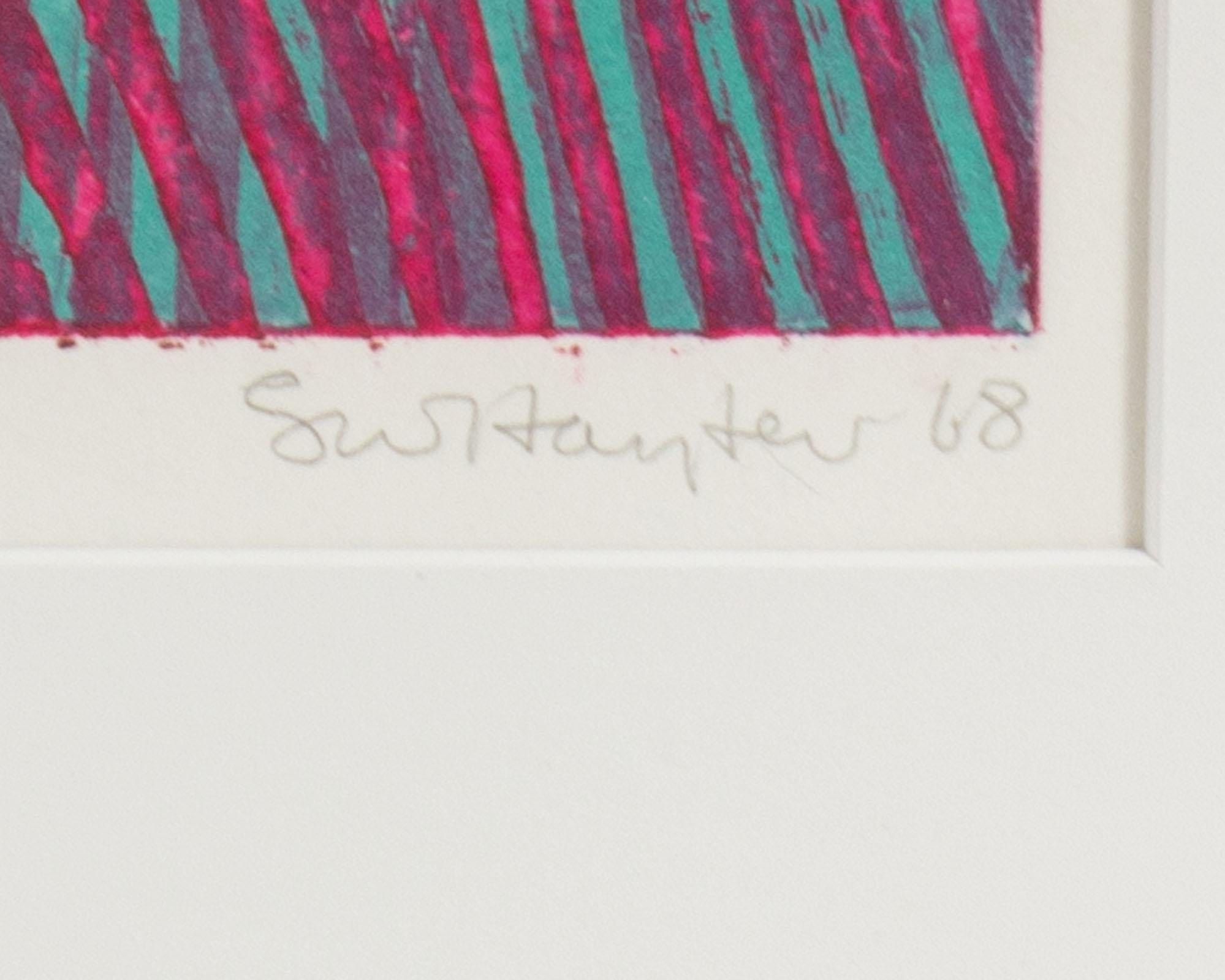 Stanley William Hayter Signiert 1968 Wirbel Abstrakte Farbradierung  (Papier) im Angebot