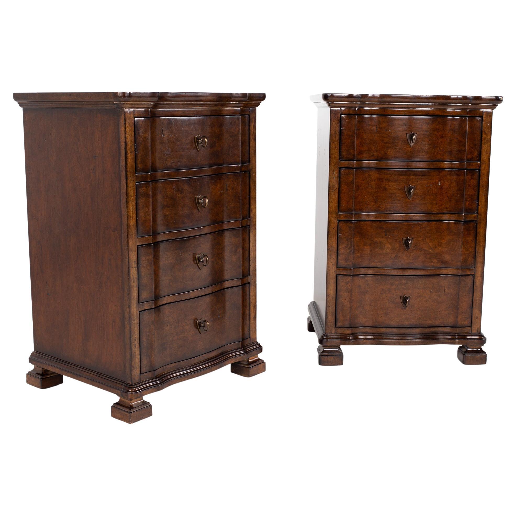 Stanley Wood 4 Drawer Bedside Tables Night Stands, a Pair