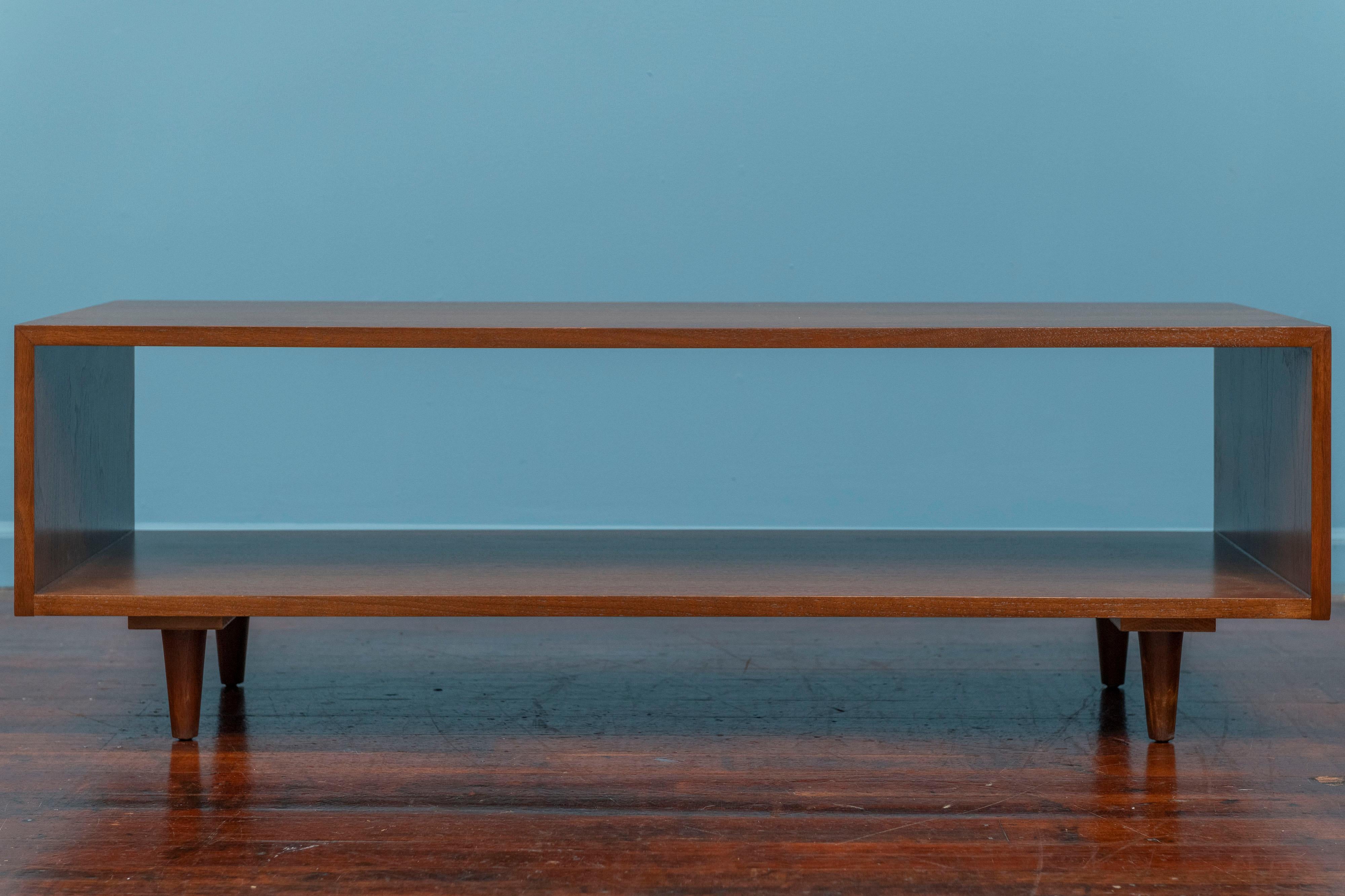 Stanley Young coffee table for Glenn of California. Simple but sophisticated design made from walnut on tapering legs just newly refinished and ready to install.