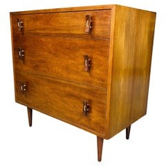 Vintage Stanley Young for Glenn of California Chest Of Drawers With Curved Wooden Pulls