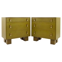 Stanley Young for Glenn of California MCM Green 3 Drawer Chest, Pair