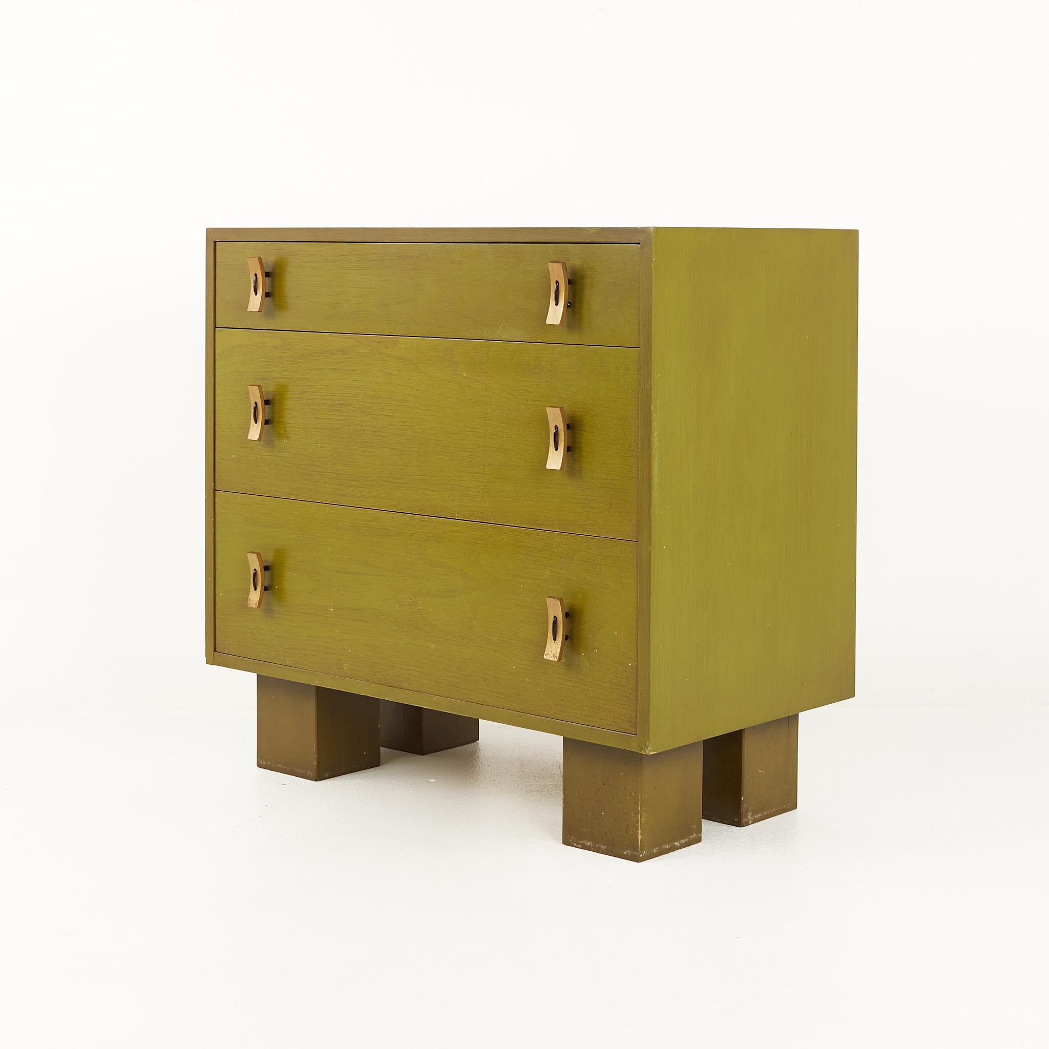 Mid-Century Modern Stanley Young for Glenn of California Mid Century Green 3 Drawer Chest