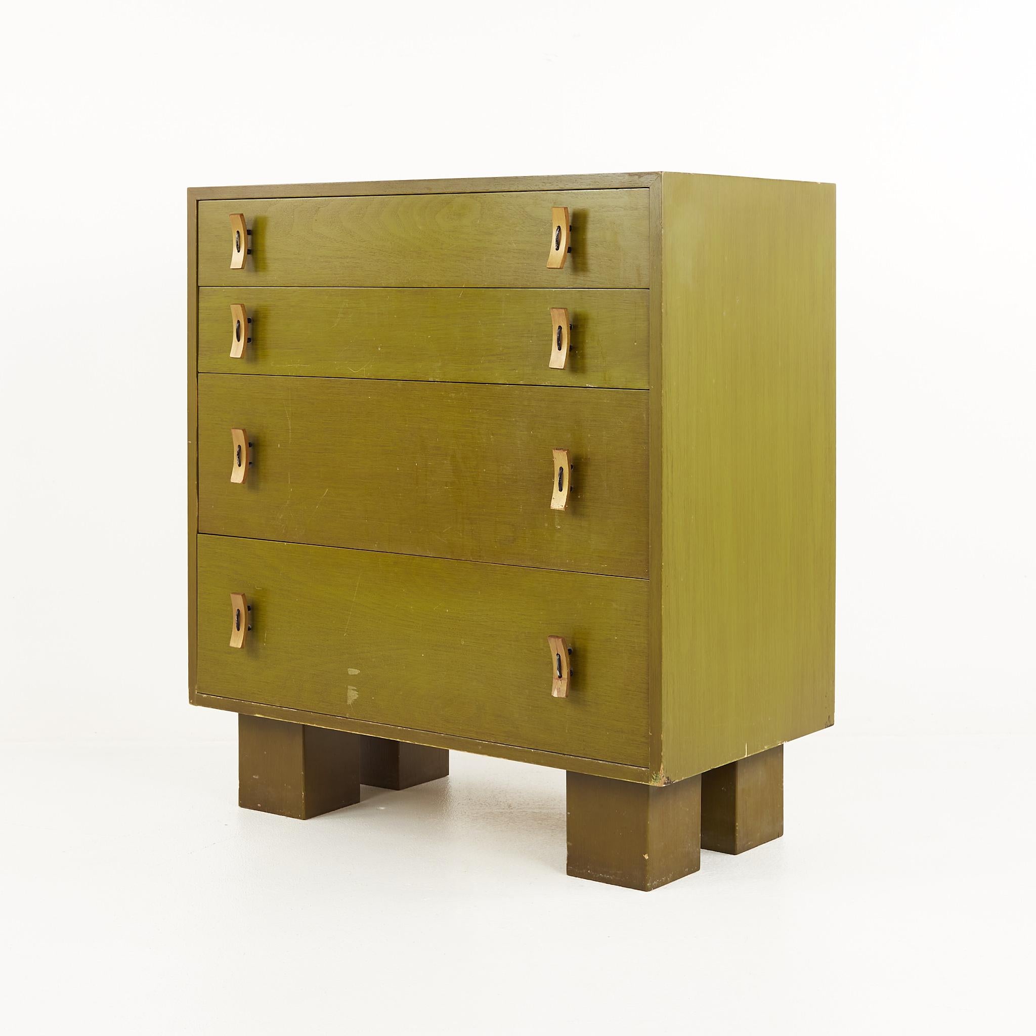 Mid-Century Modern Stanley Young for Glenn of California Mid Century Green 4 Drawer Chest