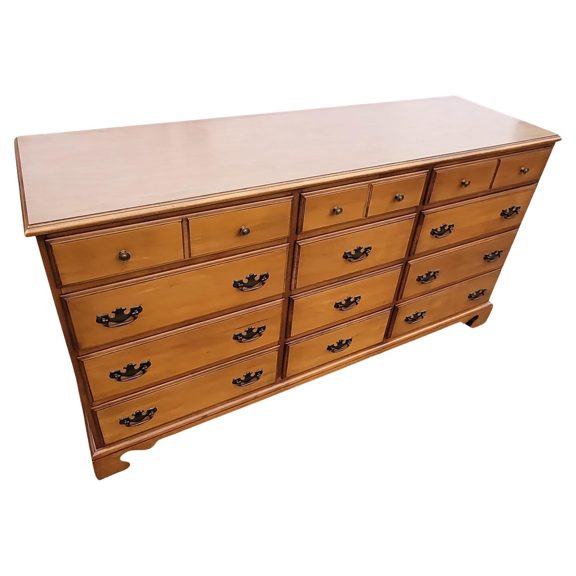 Woodwork Stanley's Distinctive Furniture Collection 12-Drawer Maple Dresser Mirror For Sale