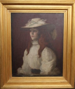 Girl in Straw Hat - Scottish Edwardian Glasgow Girl artist portrait oil painting