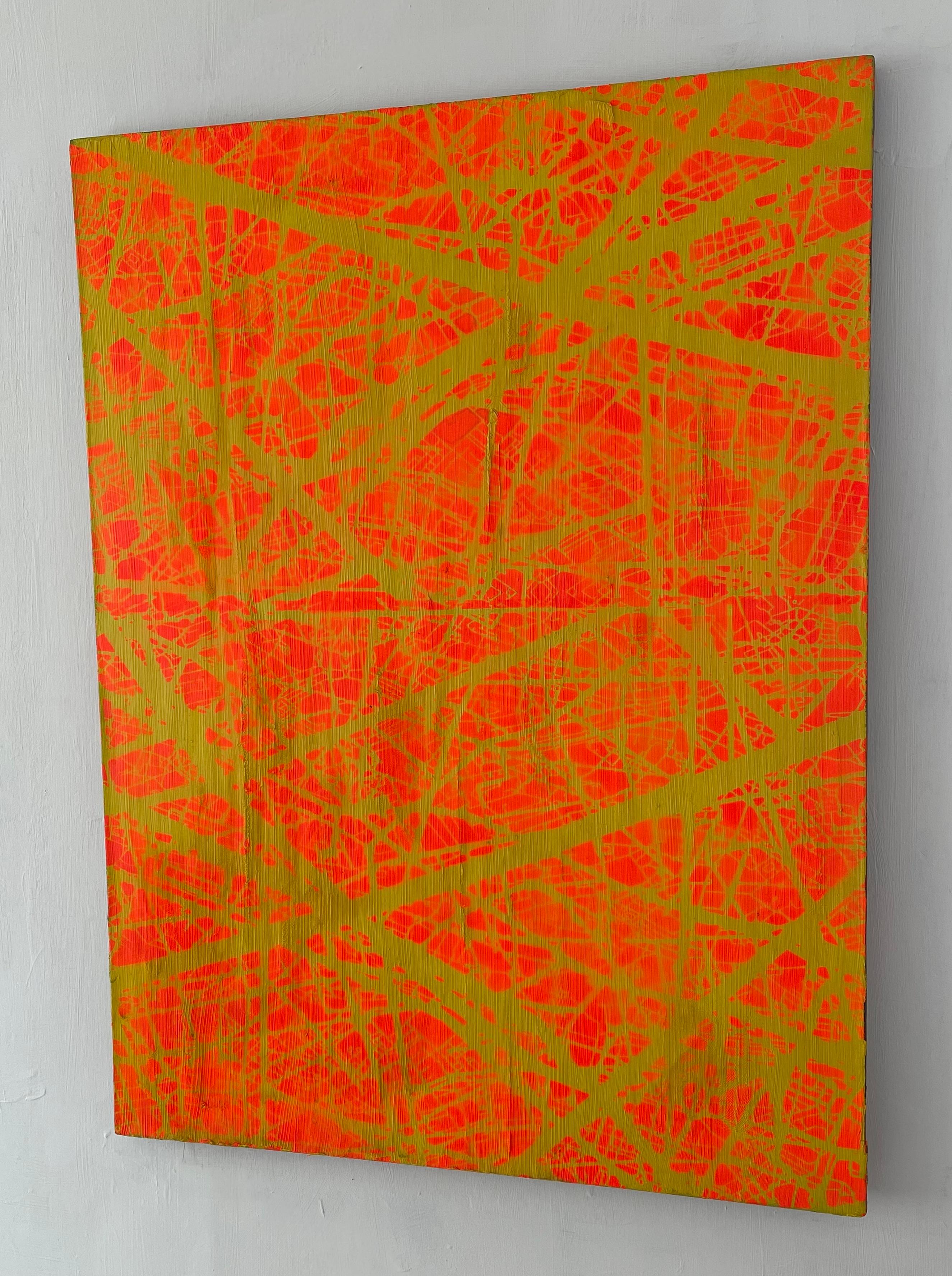 Contrôle en orange et jaune - Peinture d'art abstrait contemporain en vente 2