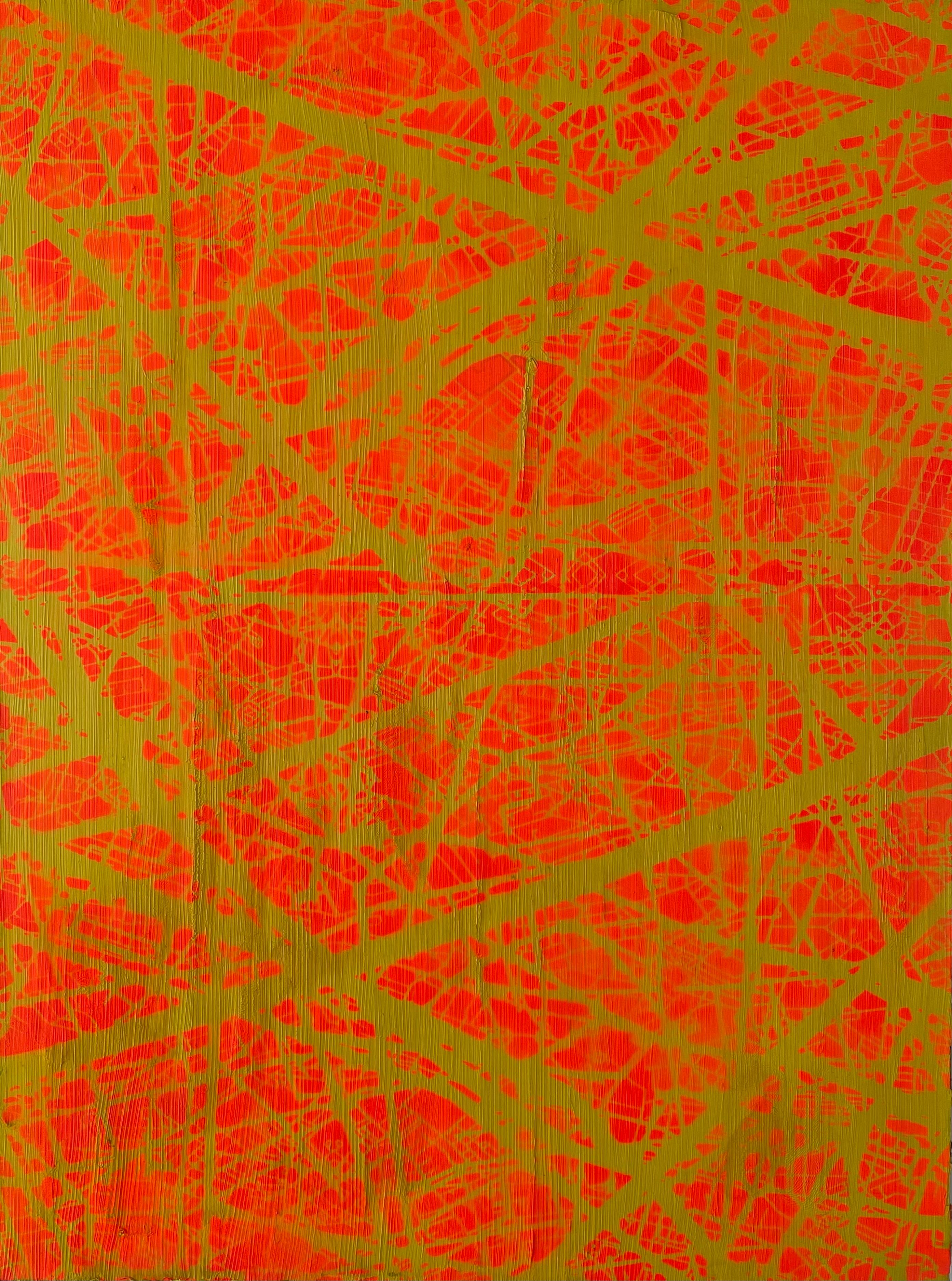 Abstract Painting Stanza - Contrôle en orange et jaune - Peinture d'art abstrait contemporain