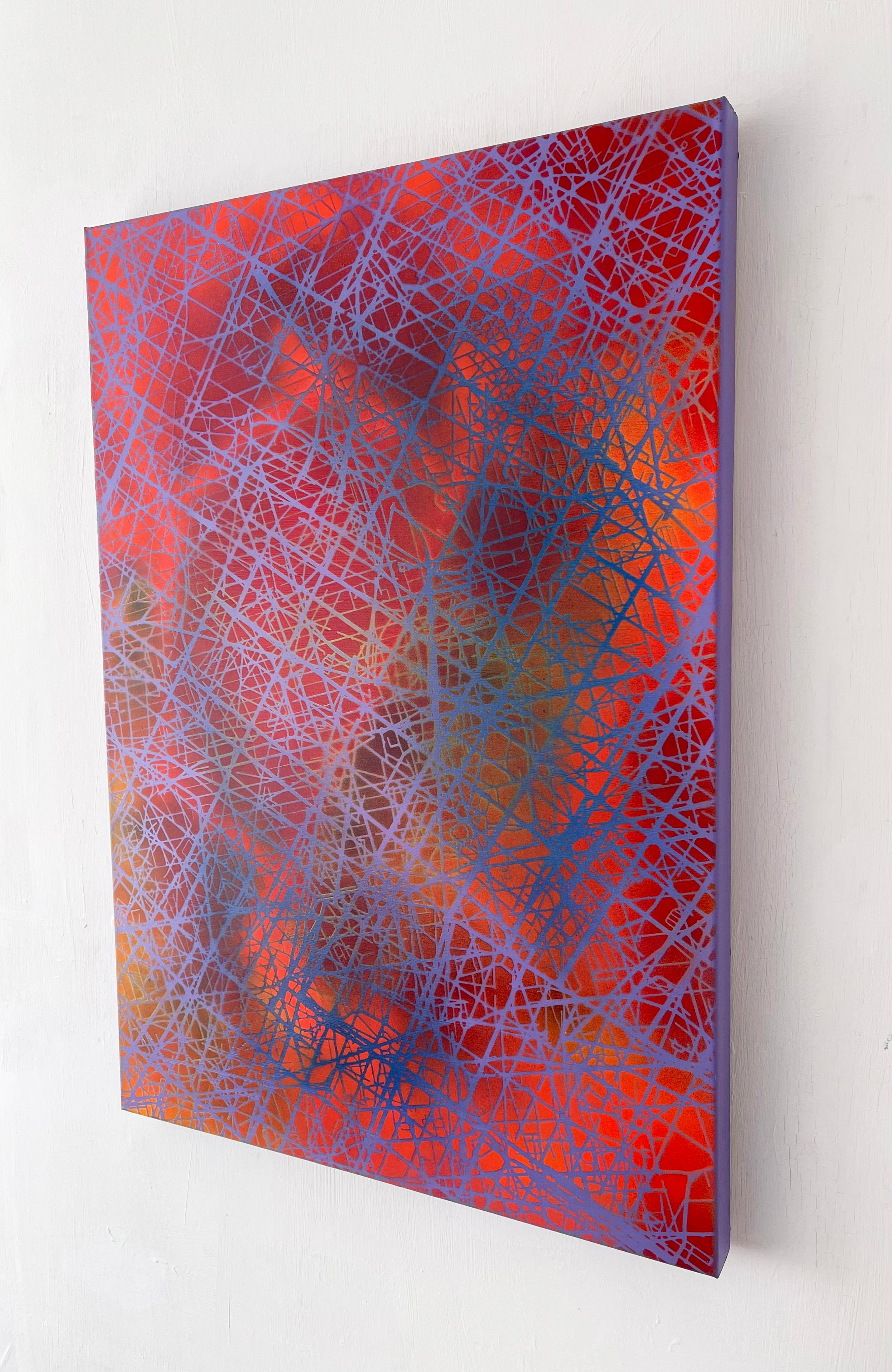 Controllo dell'introspezione - Pittura astratta contemporanea viola - Painting Astratto di Stanza