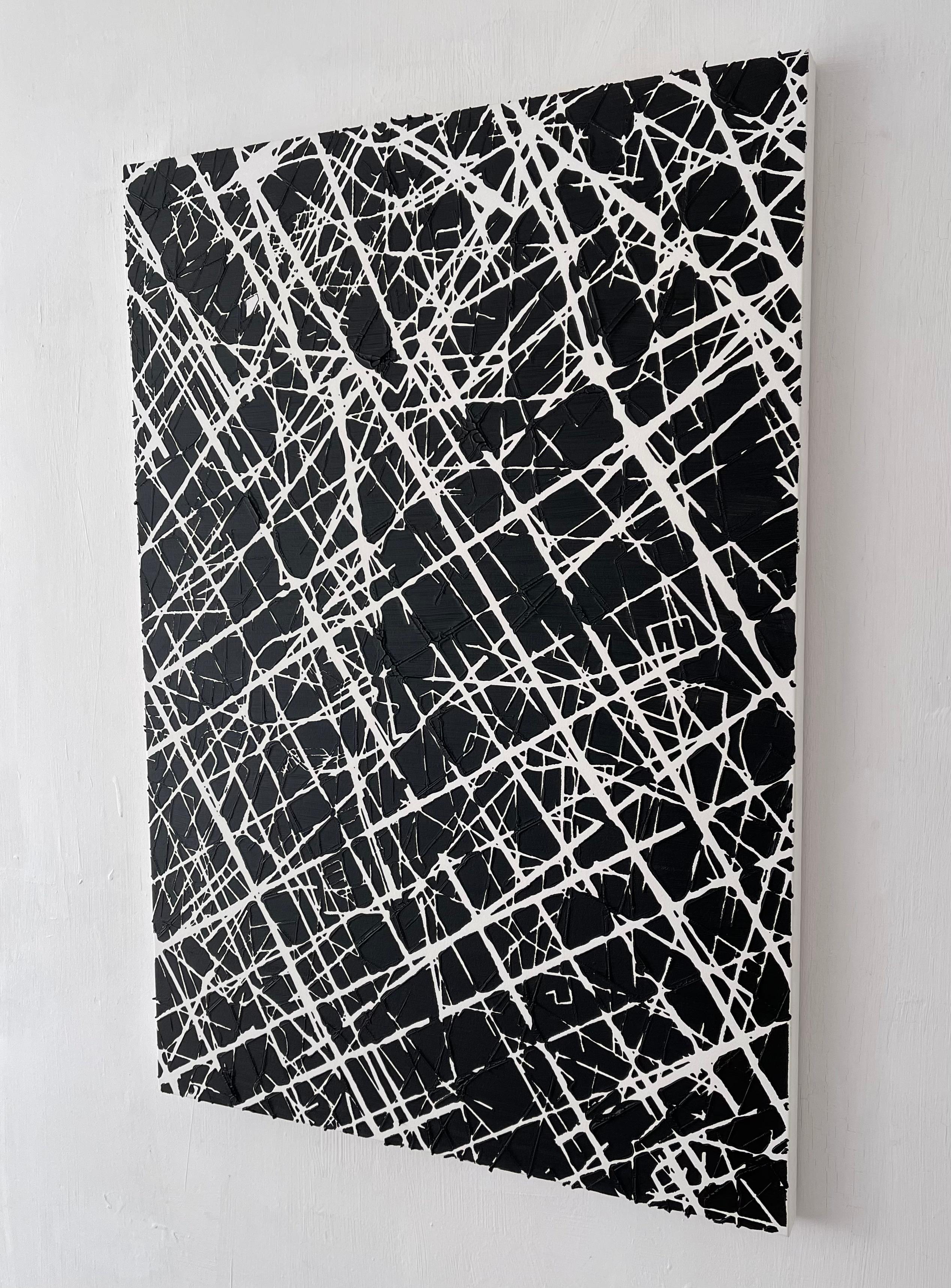 Control Revisited- Contemporary Abstract Art Oil Painting Black and White For Sale 3