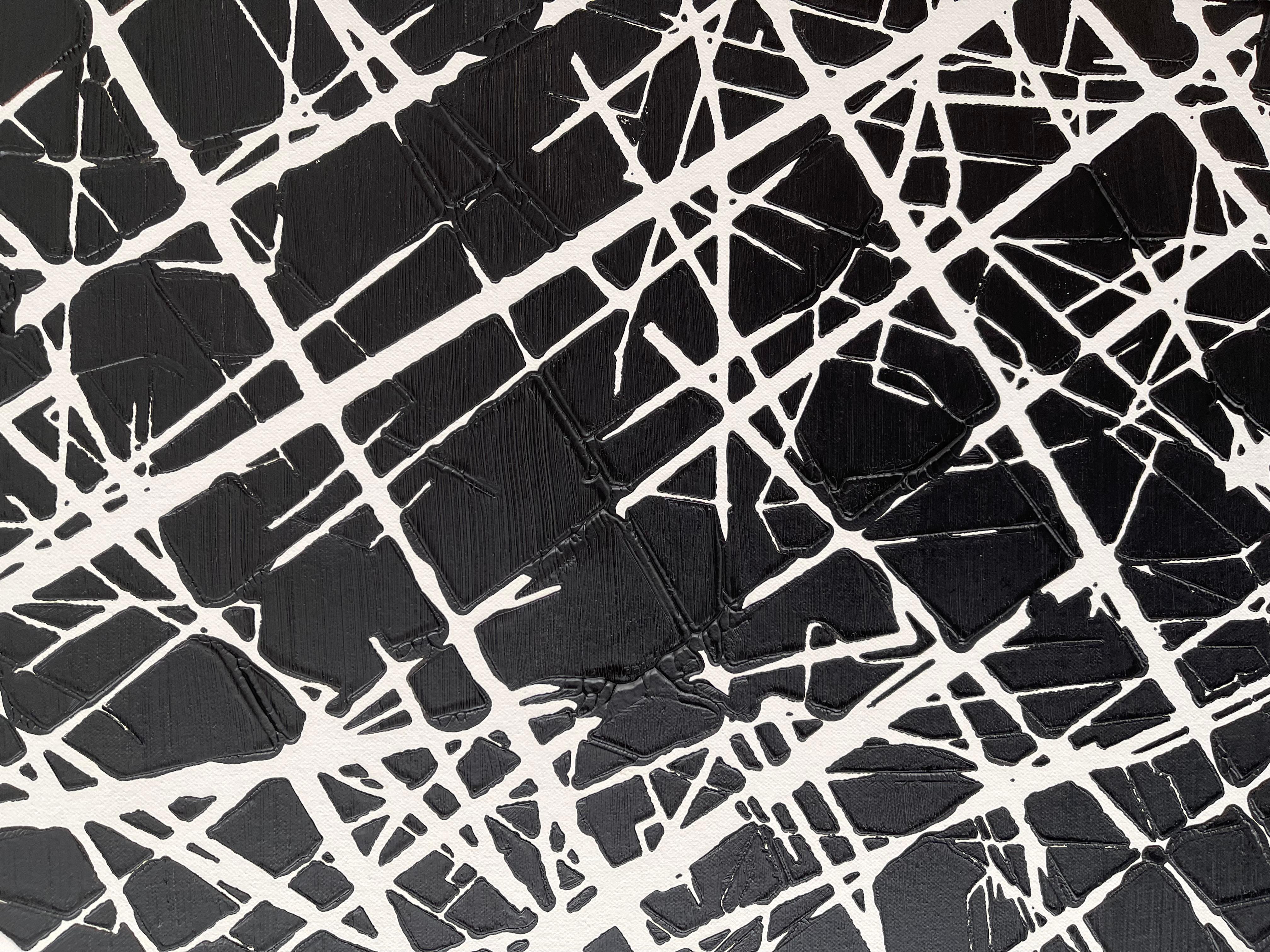 Control Revisited- Contemporary Abstract Art Oil Painting Black and White For Sale 4