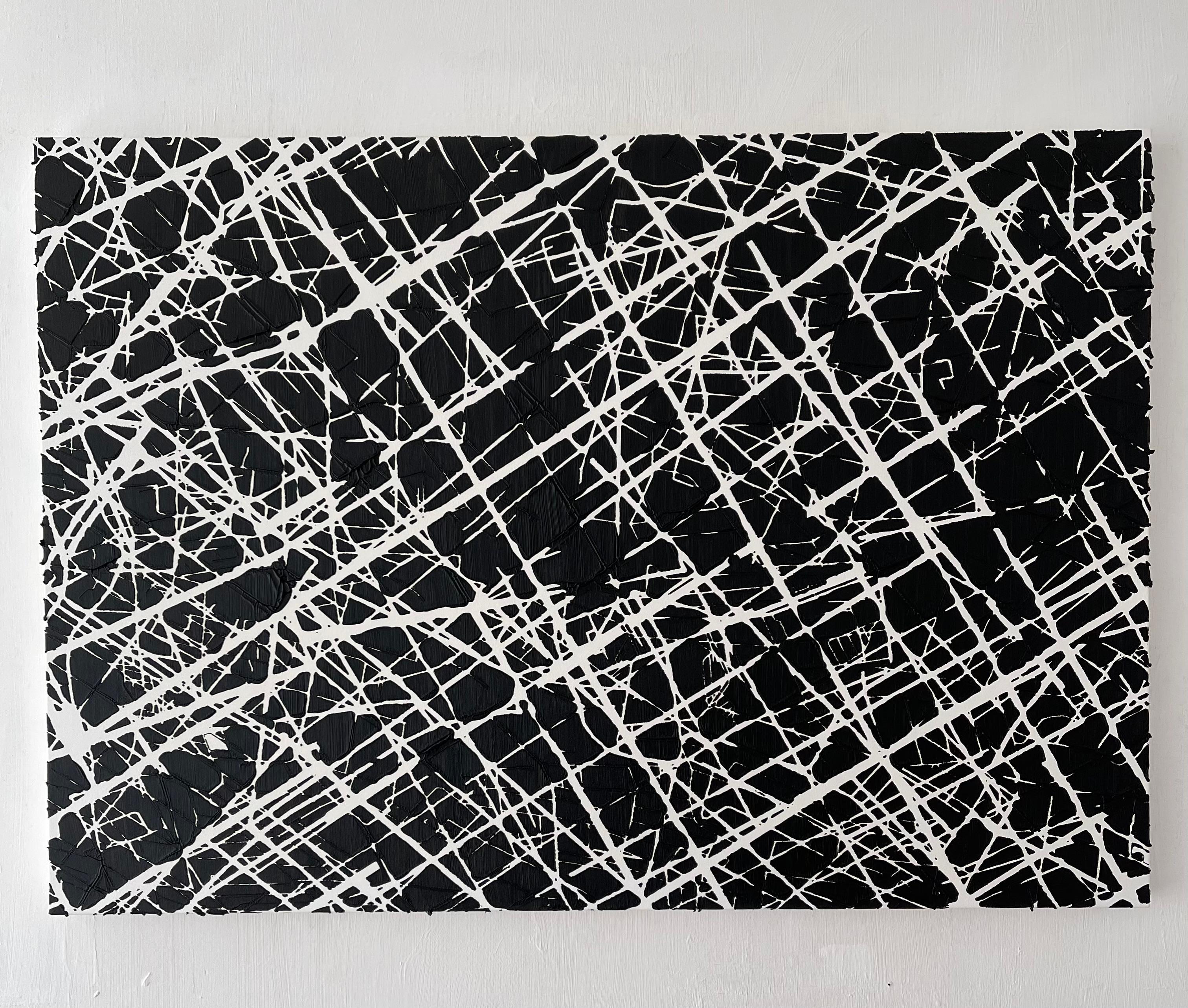 Control Revisited- Contemporary Abstract Art Oil Painting Black and White For Sale 6