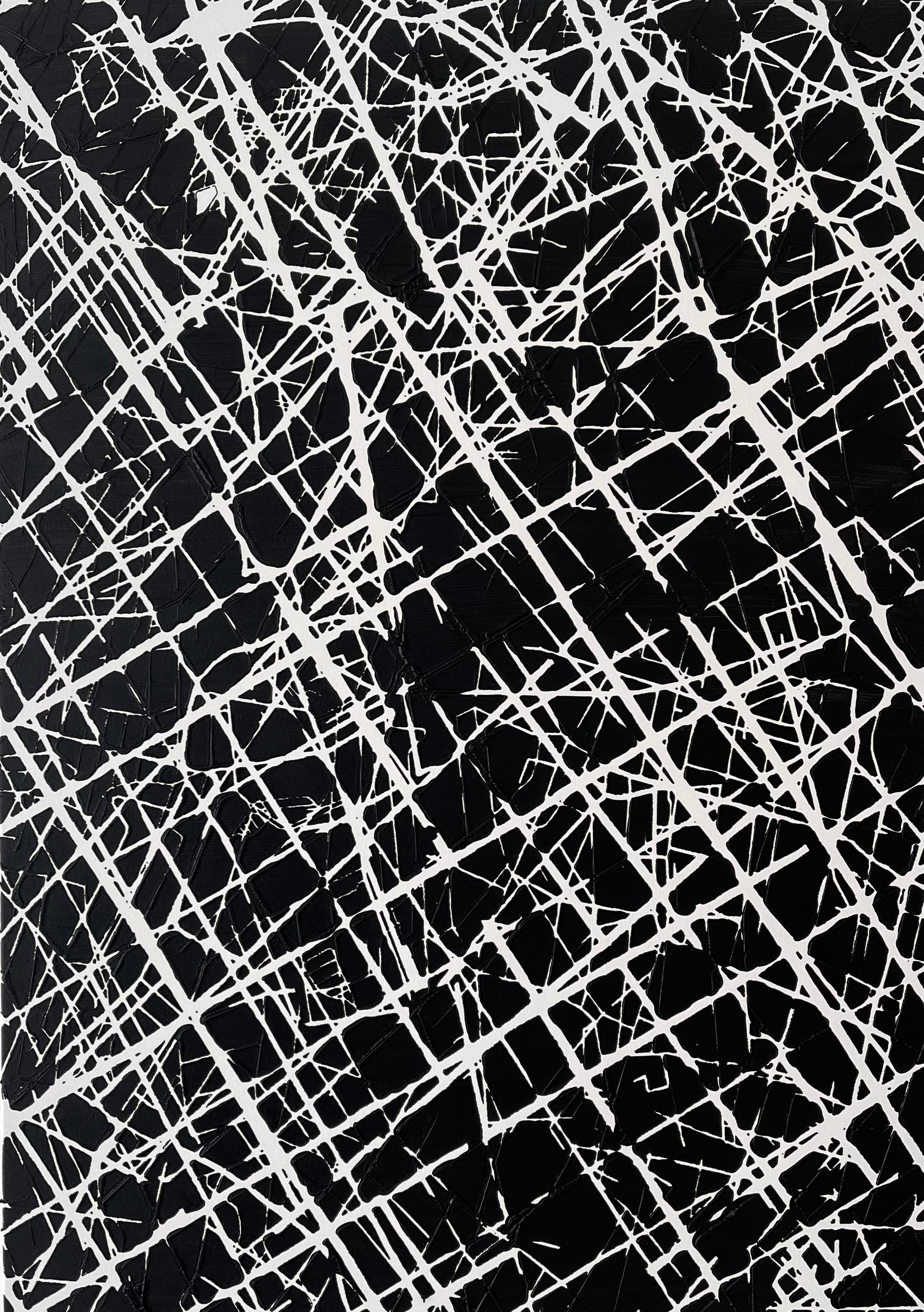 Stanza Landscape Painting - Control Revisited- Contemporary Abstract Art Oil Painting Black and White