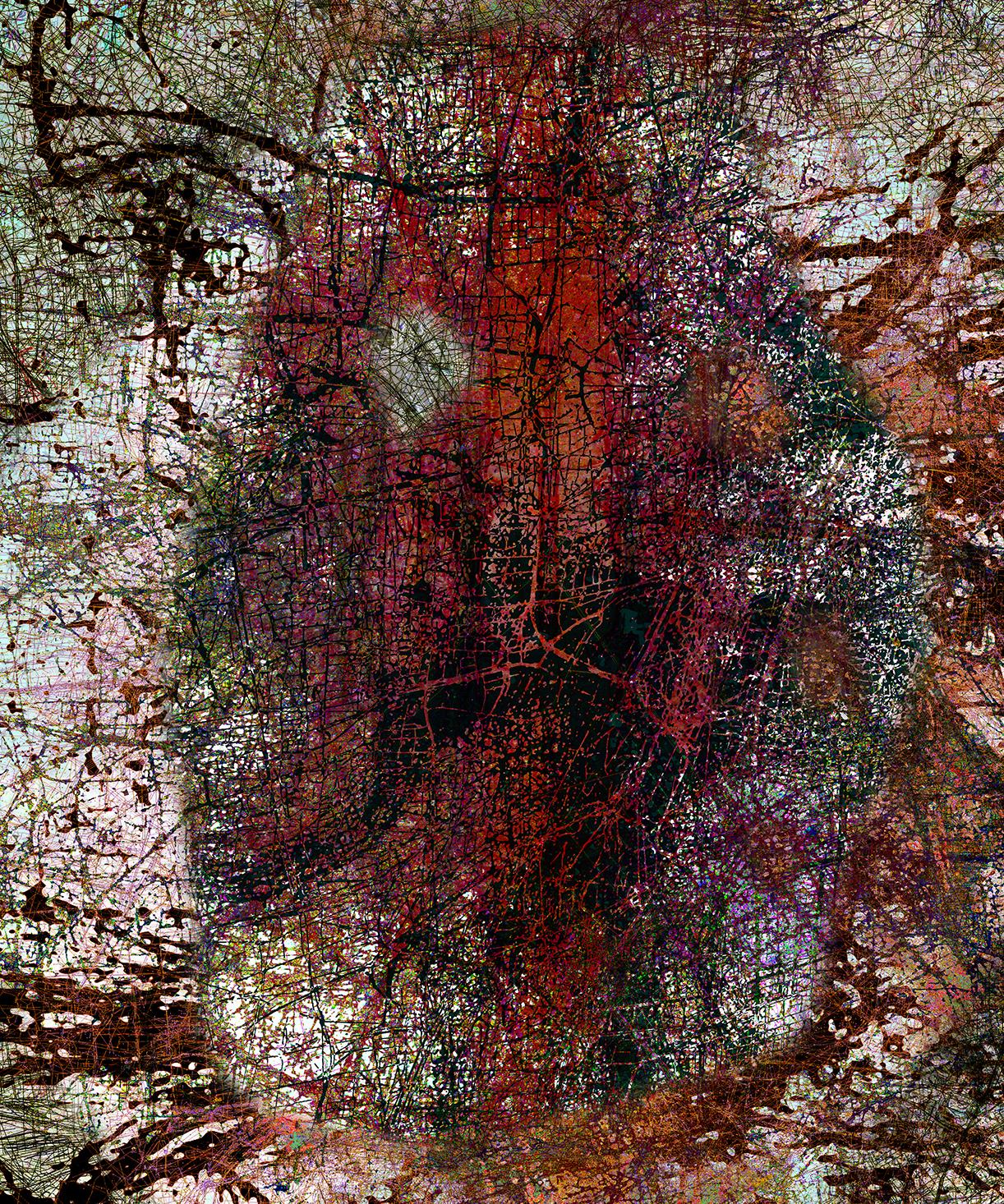 In The Middle Of It all  - Contemporary Abstract Art Digital Painting Red For Sale 4