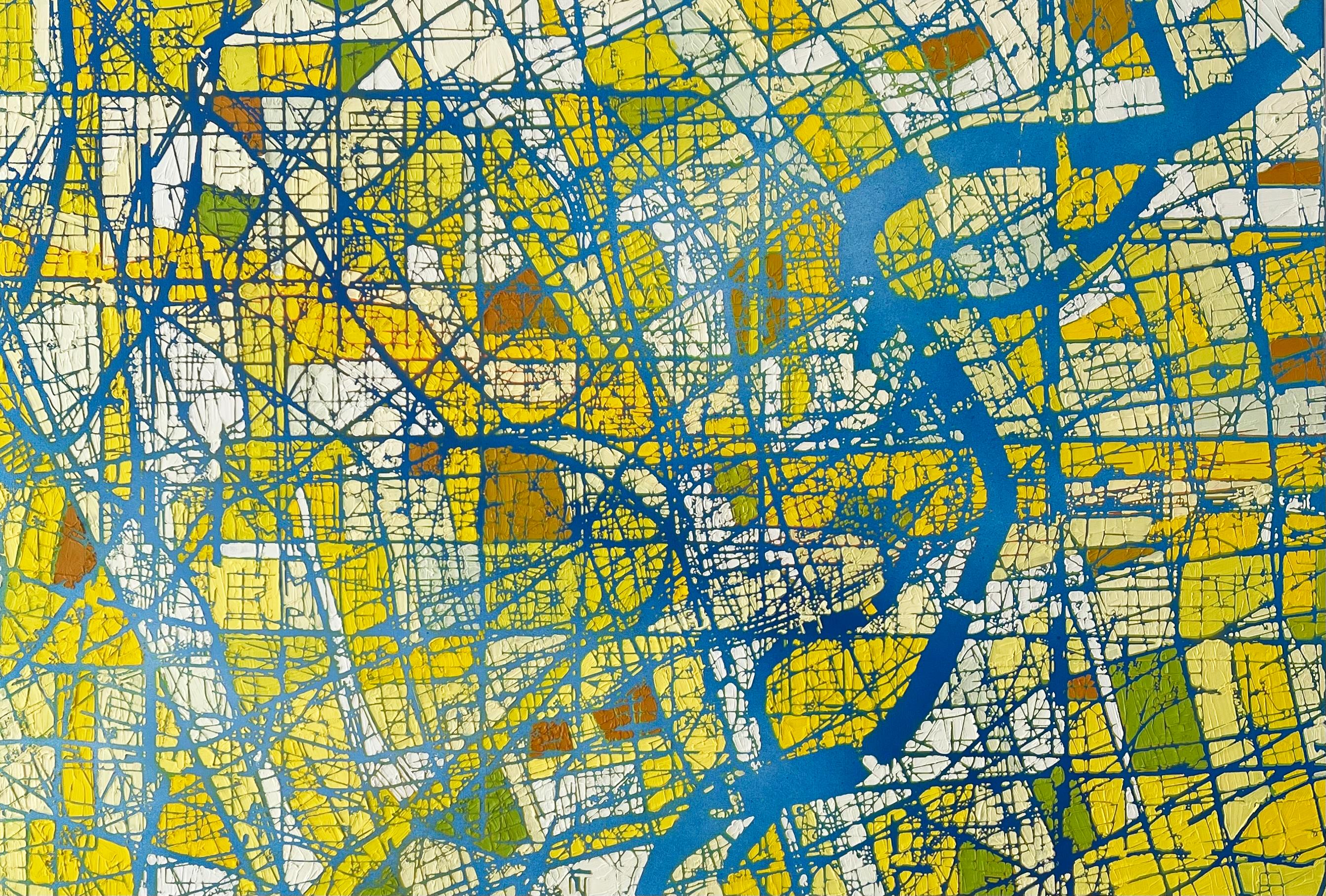Paisaje de la indiferencia- Pintura al óleo de arte abstracto contemporáneo Amarillo - Painting de Stanza