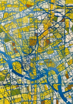 Paysage de l'indifférence - Art abstrait contemporain Peinture à l'huile jaune