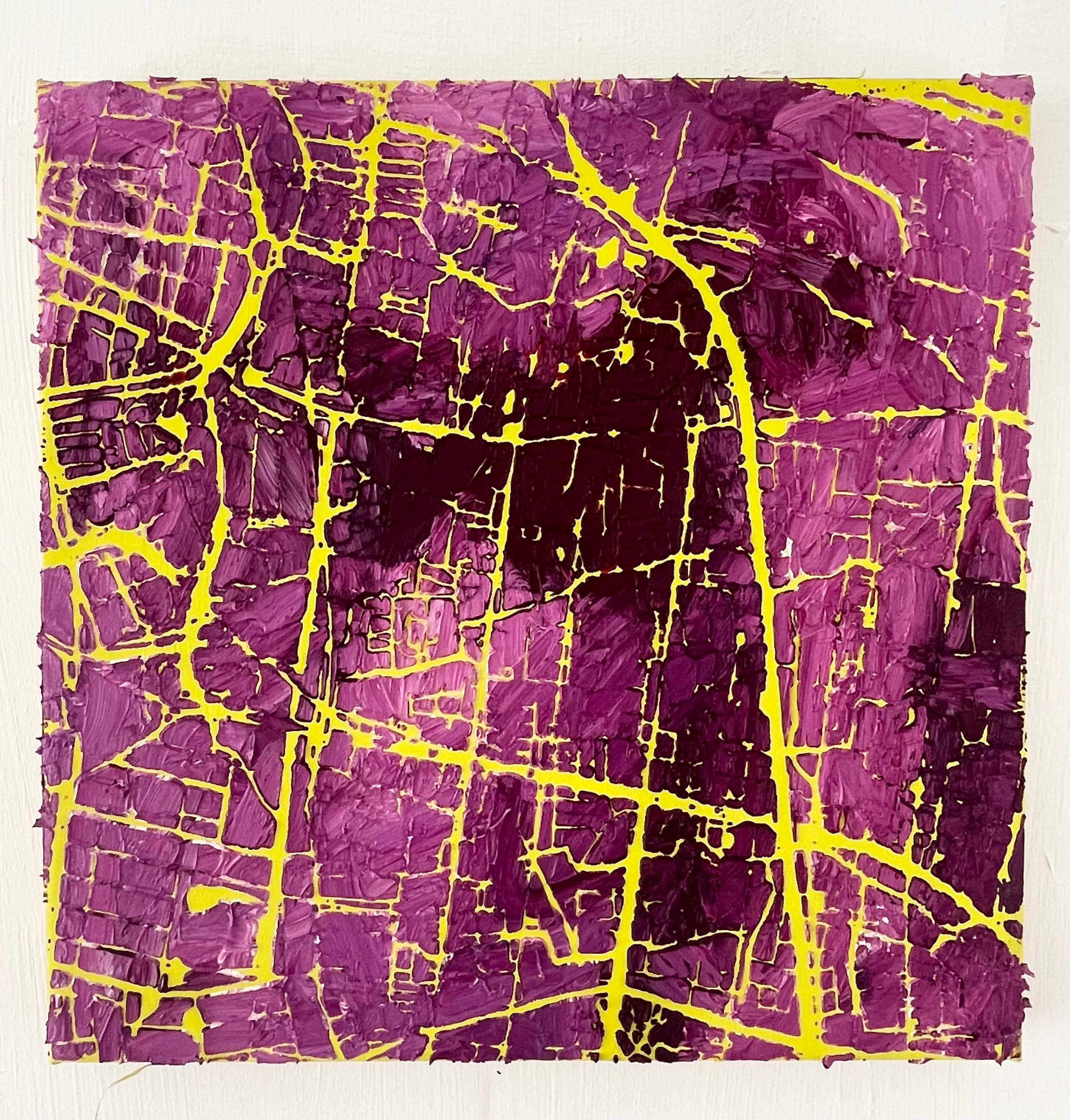 Red Púrpura- Arte abstracto contemporáneo Pintura al óleo Púrpura - Painting de Stanza