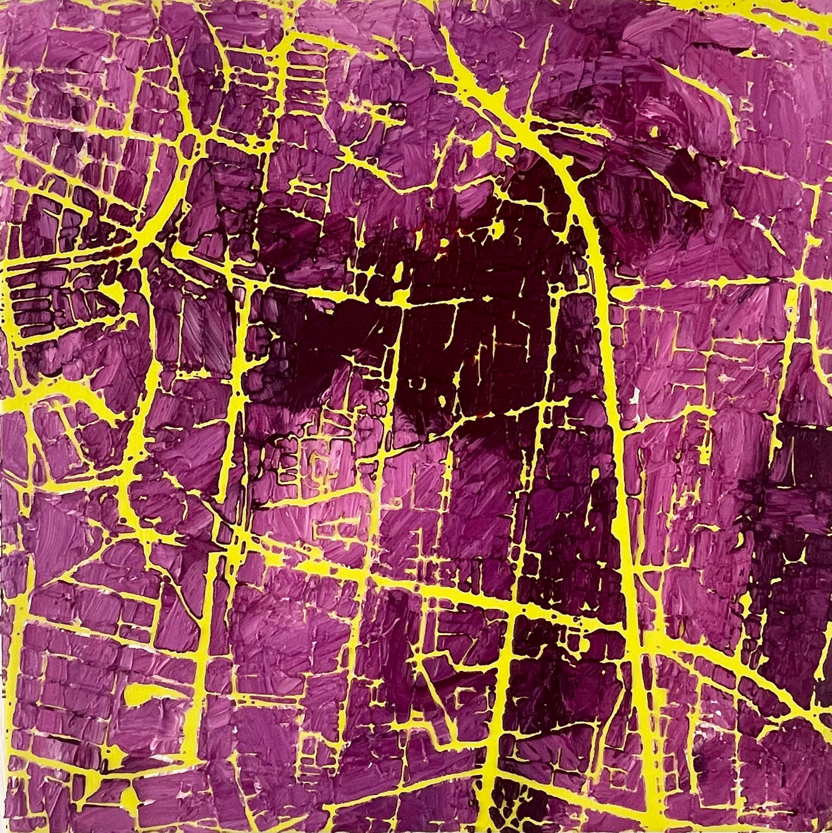 Network Purple- Contemporary Abstract Art Oil Painting Purple (Réseau pourpre - peinture à l'huile contemporaine abstraite) en vente 1