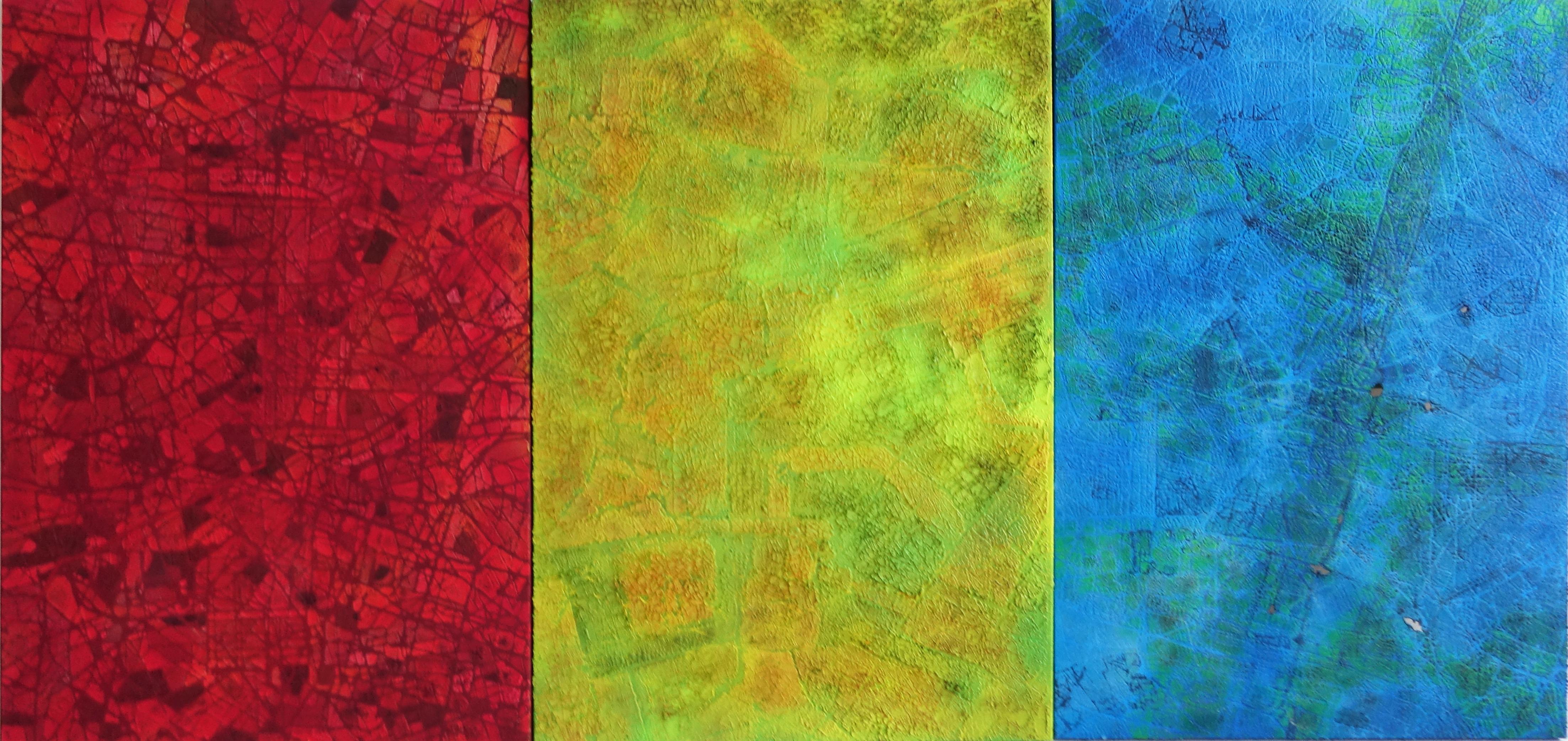 RGB Passato Presente Futuro - Pittura astratta contemporanea a olio Rosso Verde Blu 4
