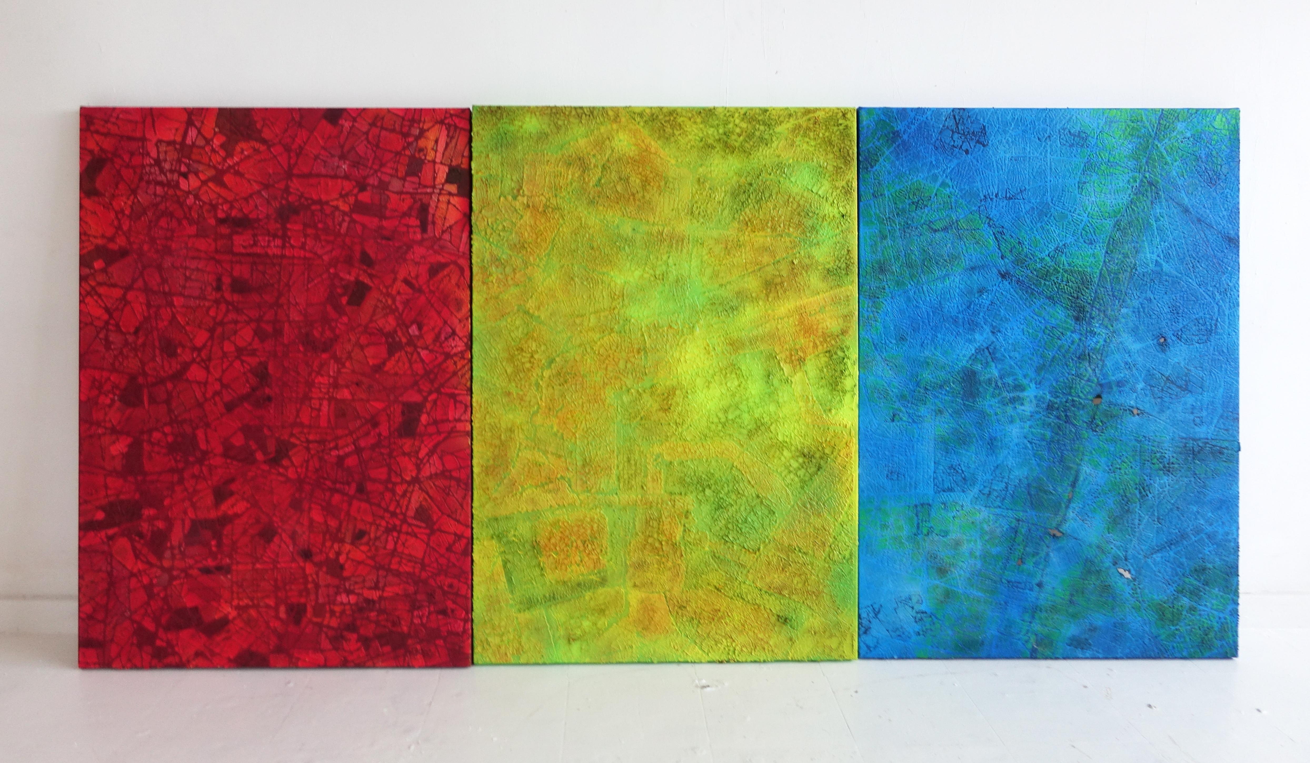 RGB Passato Presente Futuro - Pittura astratta contemporanea a olio Rosso Verde Blu 5