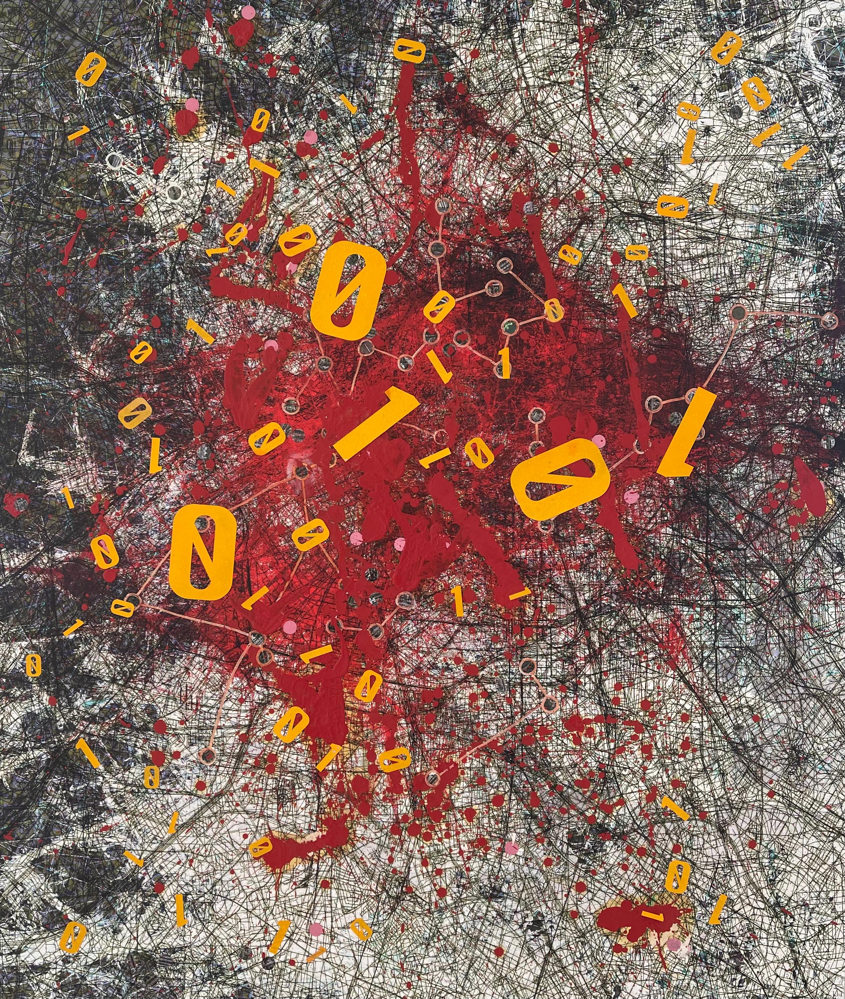 Encuestado   - Arte abstracto contemporáneo Pintura digital  Rojo