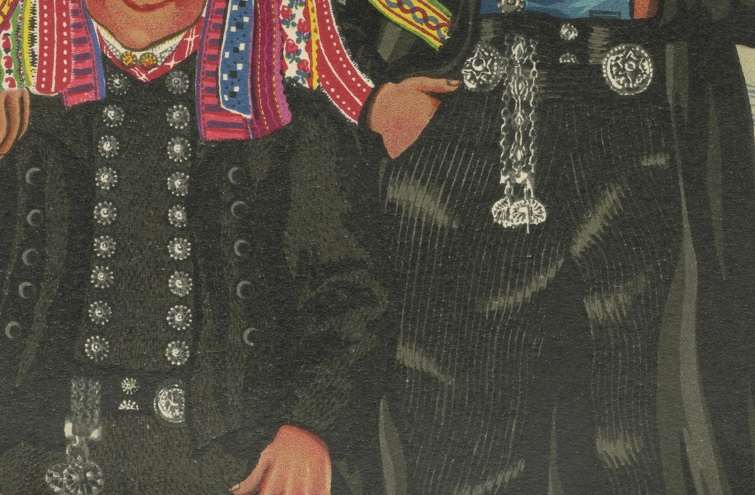 Staphorst-Zeremonienkleid mit Muschelhut und Silberknöpfen – Niederlande, 1932 (Mitte des 20. Jahrhunderts) im Angebot
