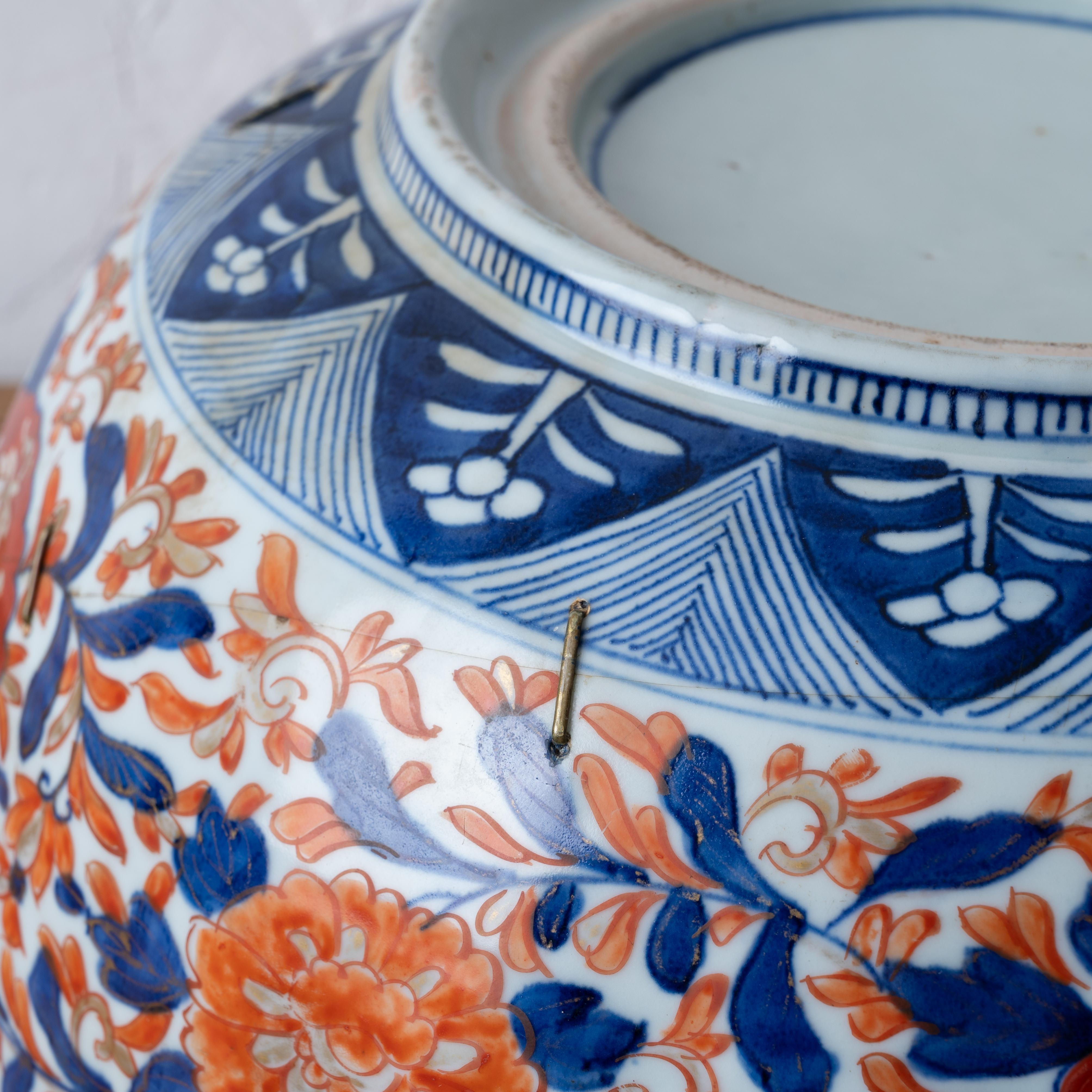 Stapled Japanese Imari Punch Bowl, c.1880s For Sale 6